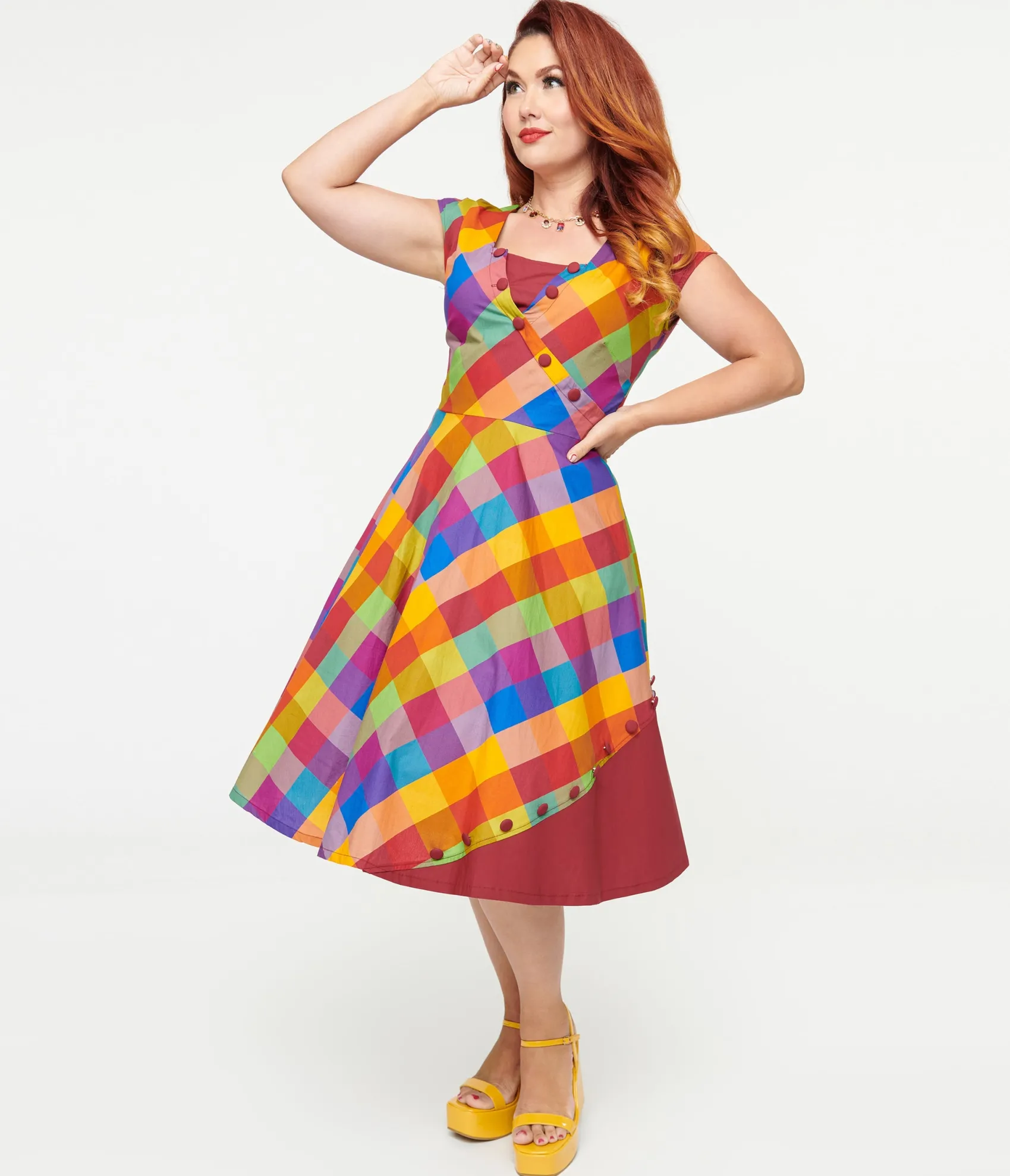 Unique Vintage 1950s Fall Madras Plaid Swing Dress Flash Sale