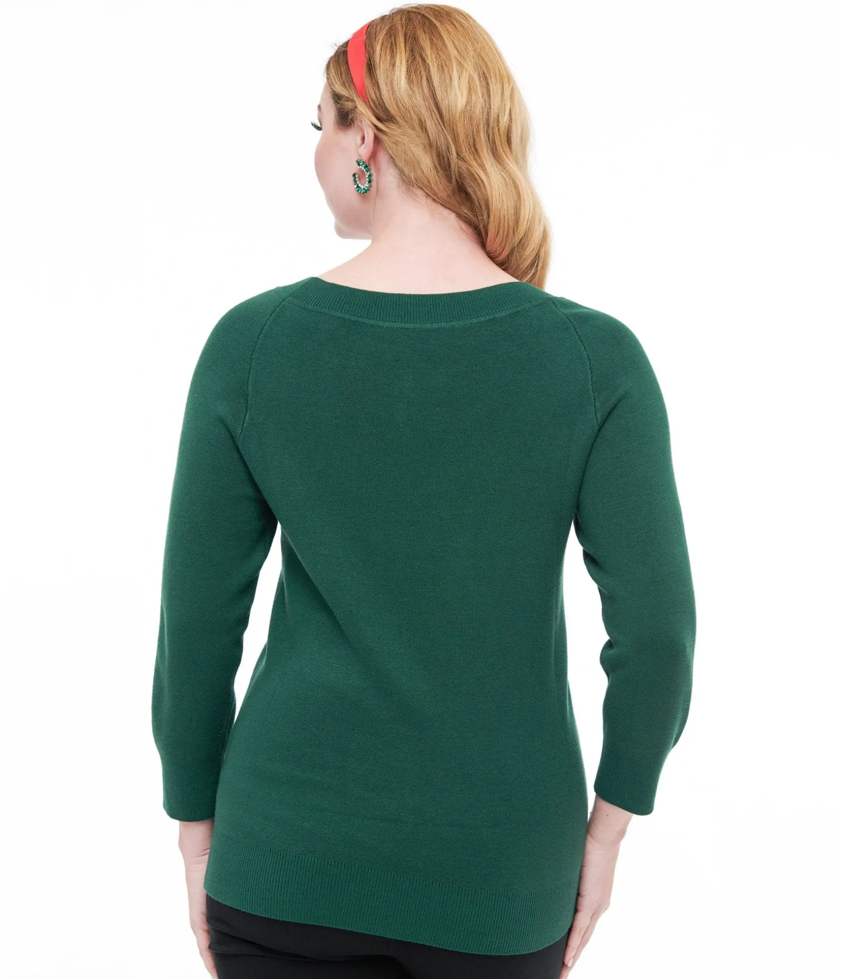 Unique Vintage 1960s Forest Green & Cream Cat Lorelai Sweater Store