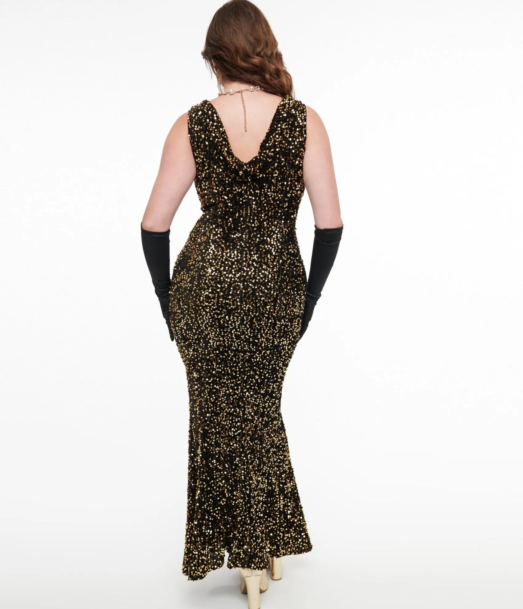 Unique Vintage 1930s Gold Sequin Goldwyn Gown Store