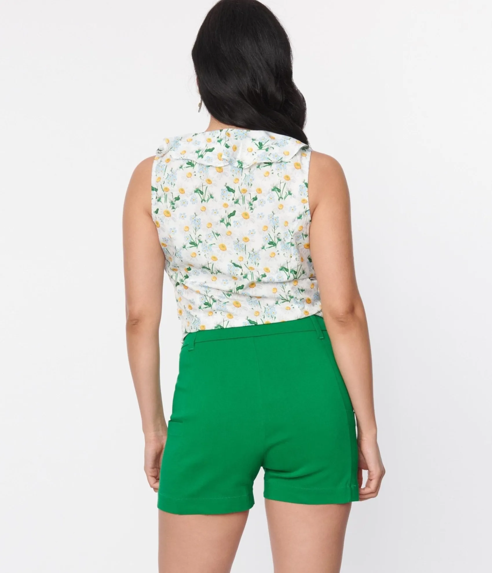 Unique Vintage 1940s Green High Waist Tied & True Shorts Discount