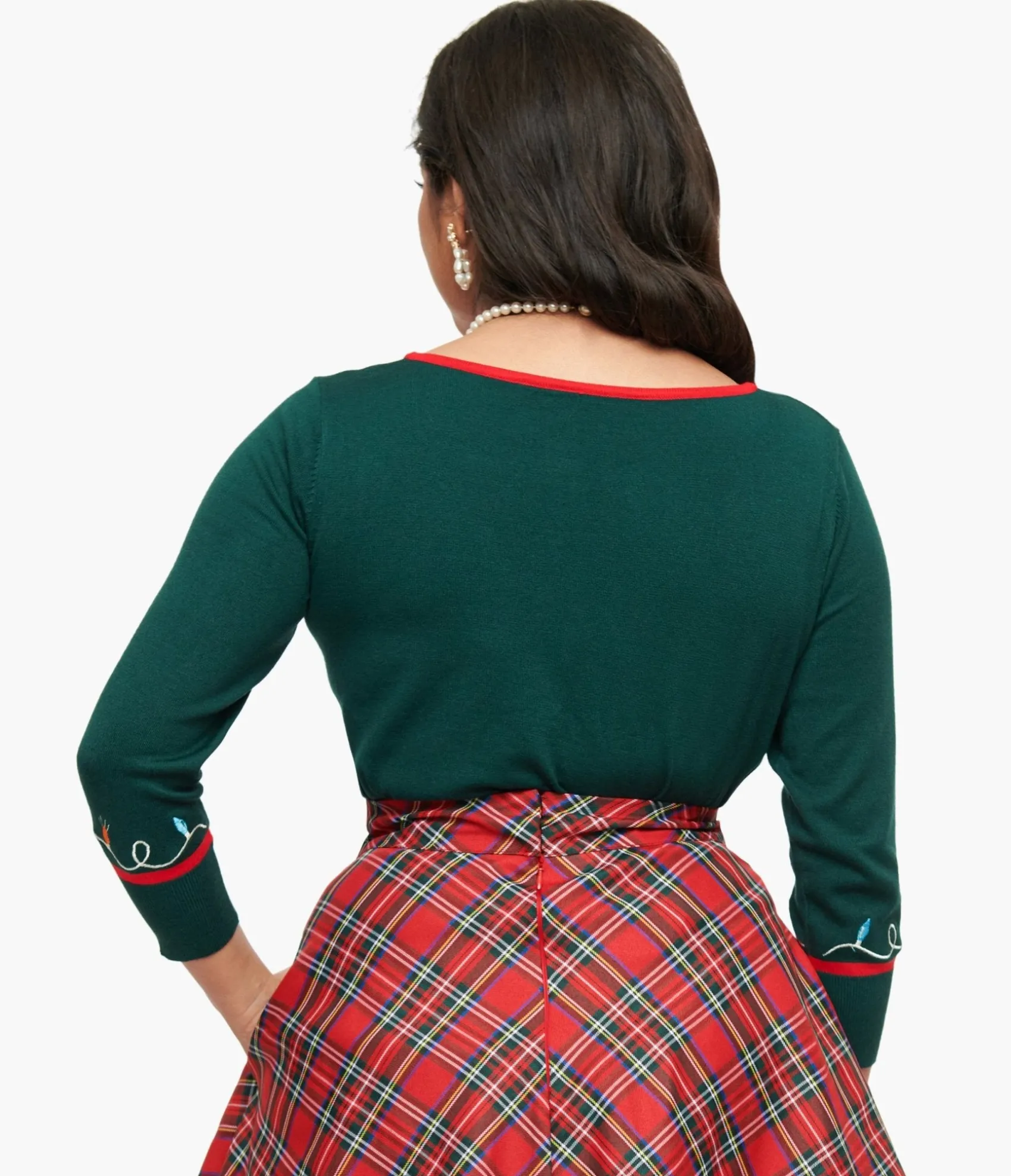 Unique Vintage 1950s Green Holiday Lights Crop Cardigan Cheap