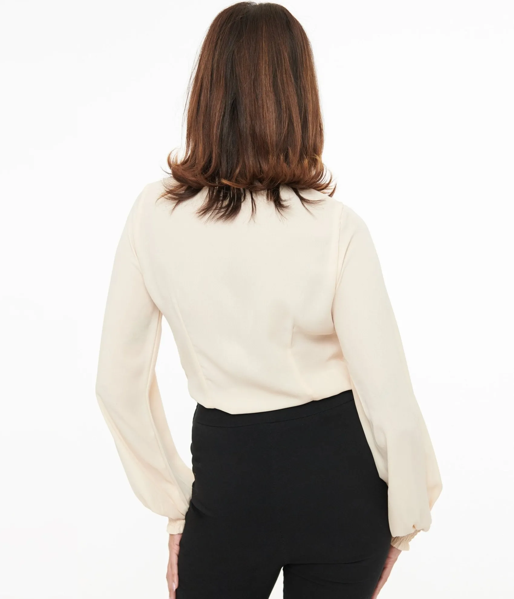 Unique Vintage 1940s Ivory Neck Tie Blouse Shop