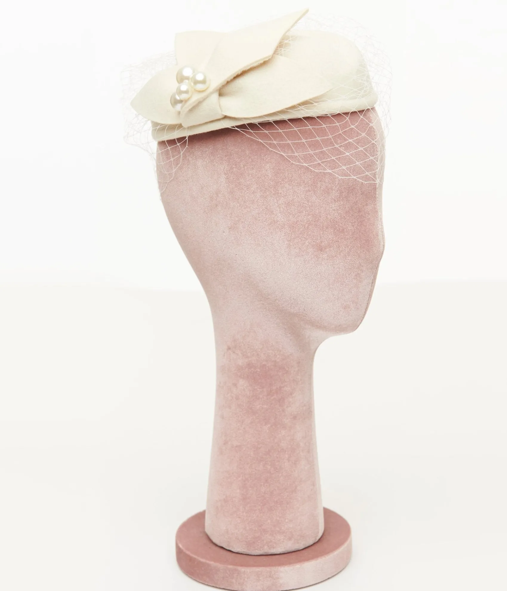 Unique Vintage 1950s Ivory Pearl Pillbox Hat Clearance