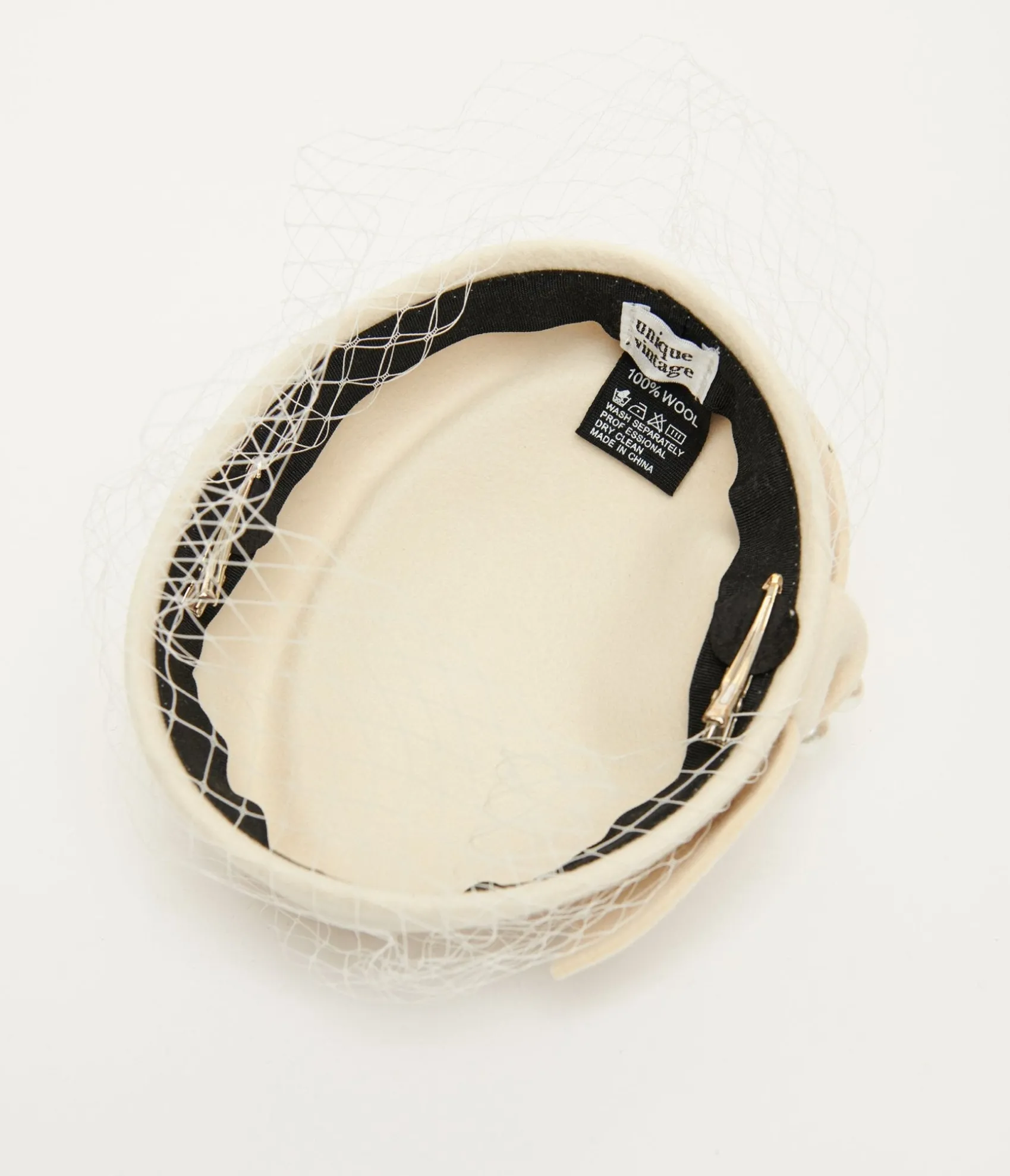 Unique Vintage 1950s Ivory Pearl Pillbox Hat Clearance