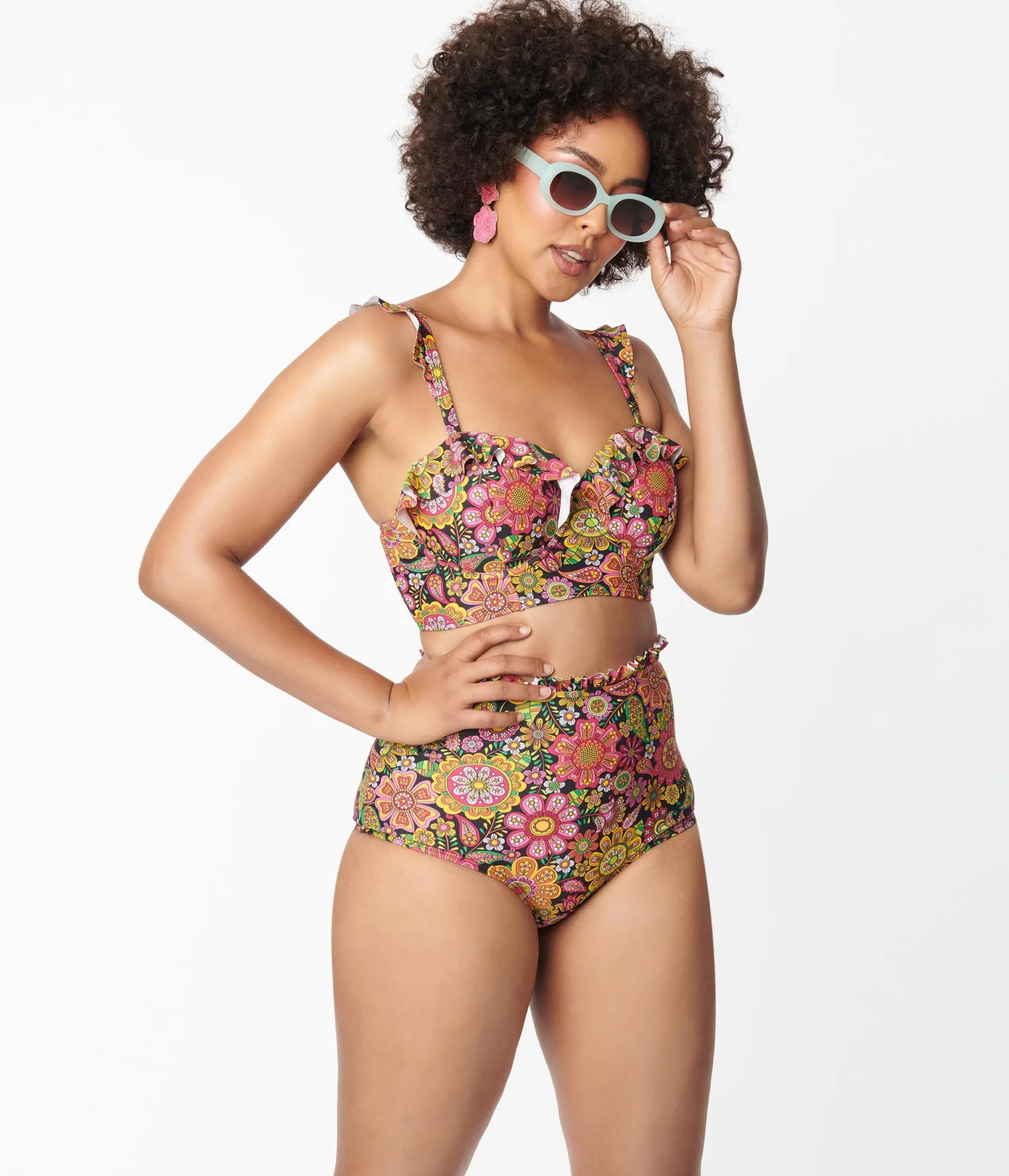 Unique Vintage 1960s Kaleidoscope Floral Cape May Swim Bottoms Outlet