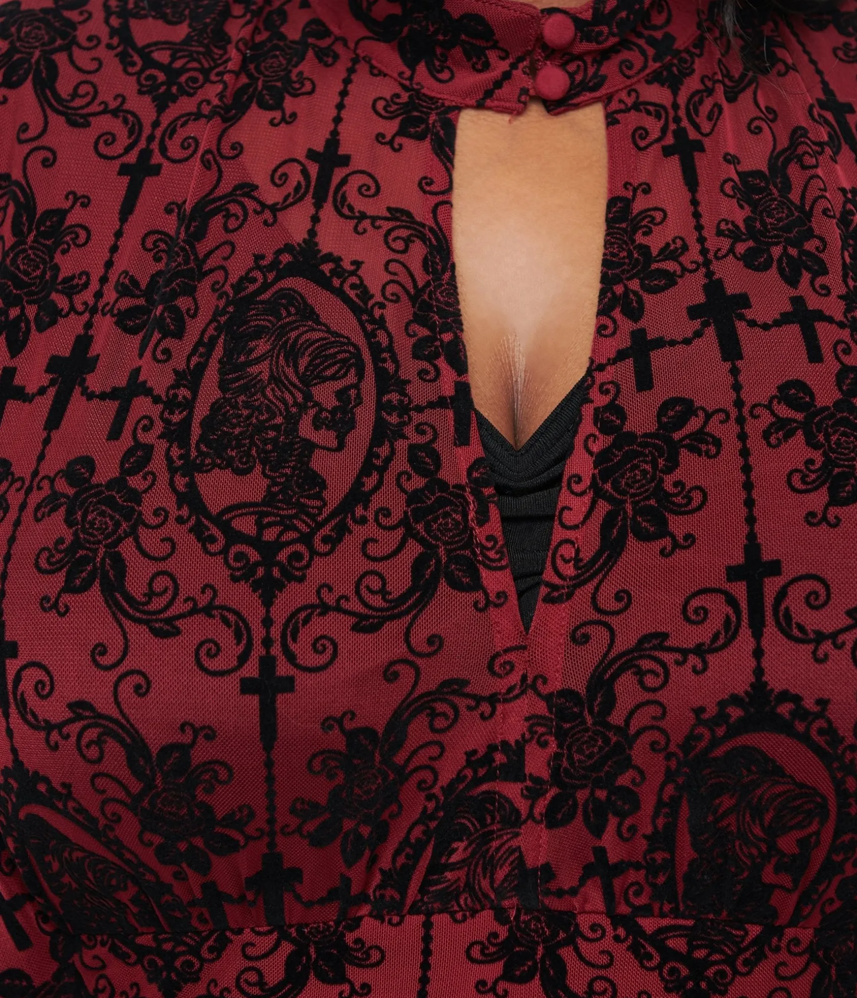 Unique Vintage 1970s La Caterina Burgundy High Neck Caftan Store