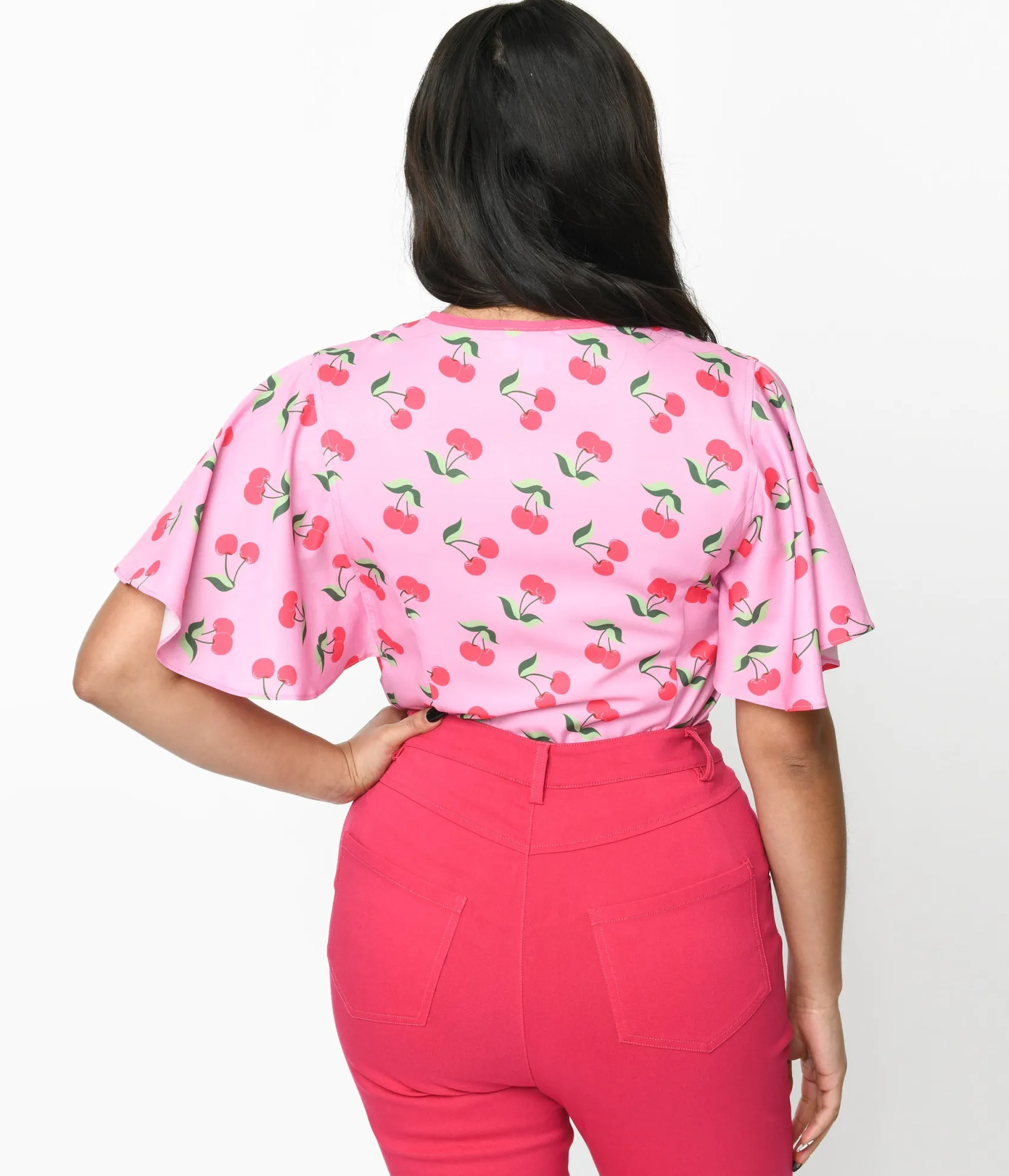 Unique Vintage 1940s Lavender & Hot Pink Cherry Cecilia Blouse Online
