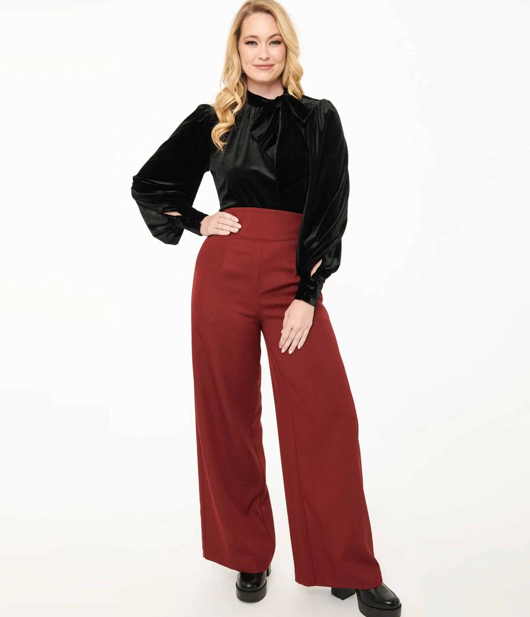 Unique Vintage 1940s Merlot High Waist Pants Outlet