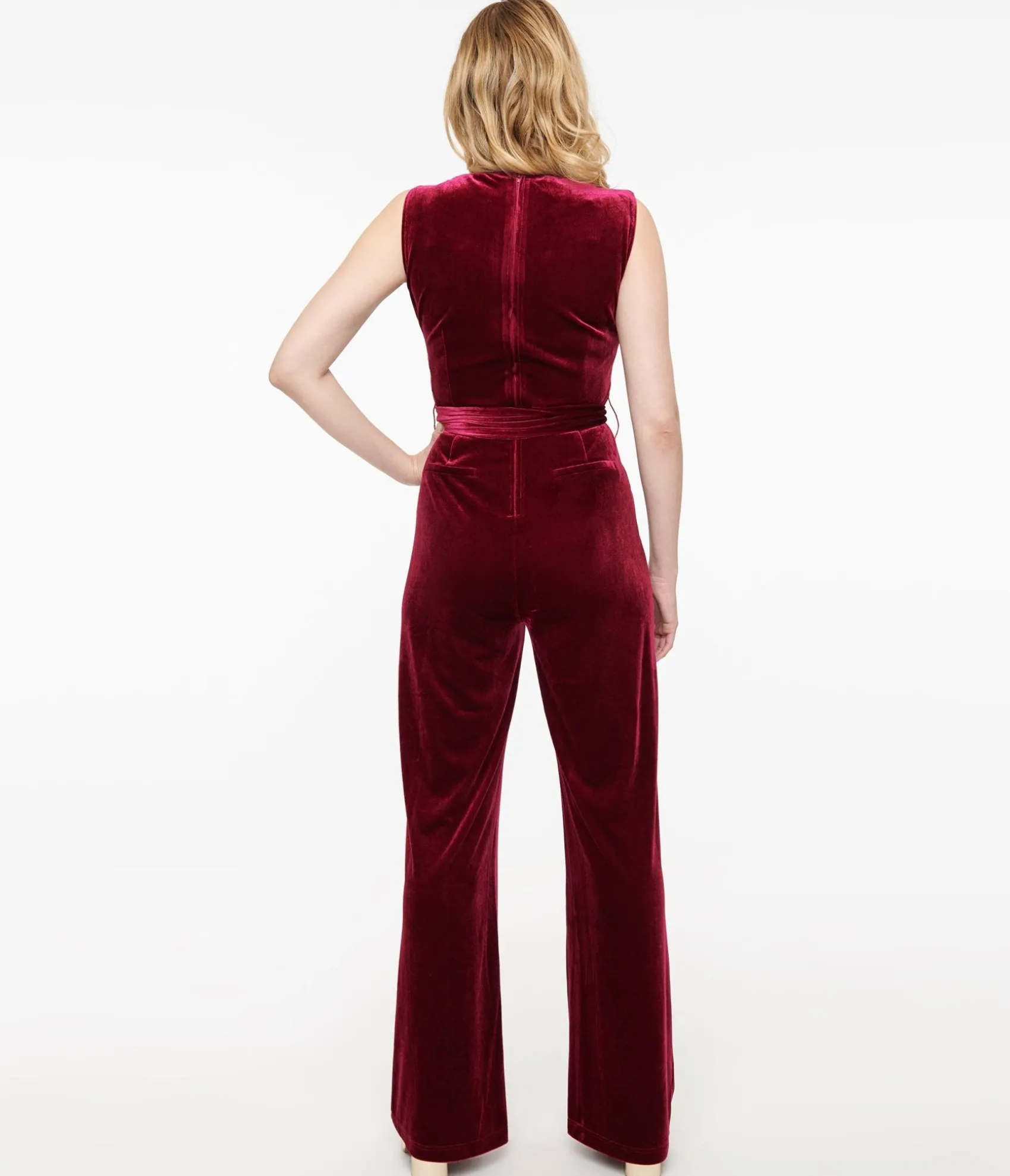 Unique Vintage 1950s Merlot Velvet Boat Neck Jumpsuit Best