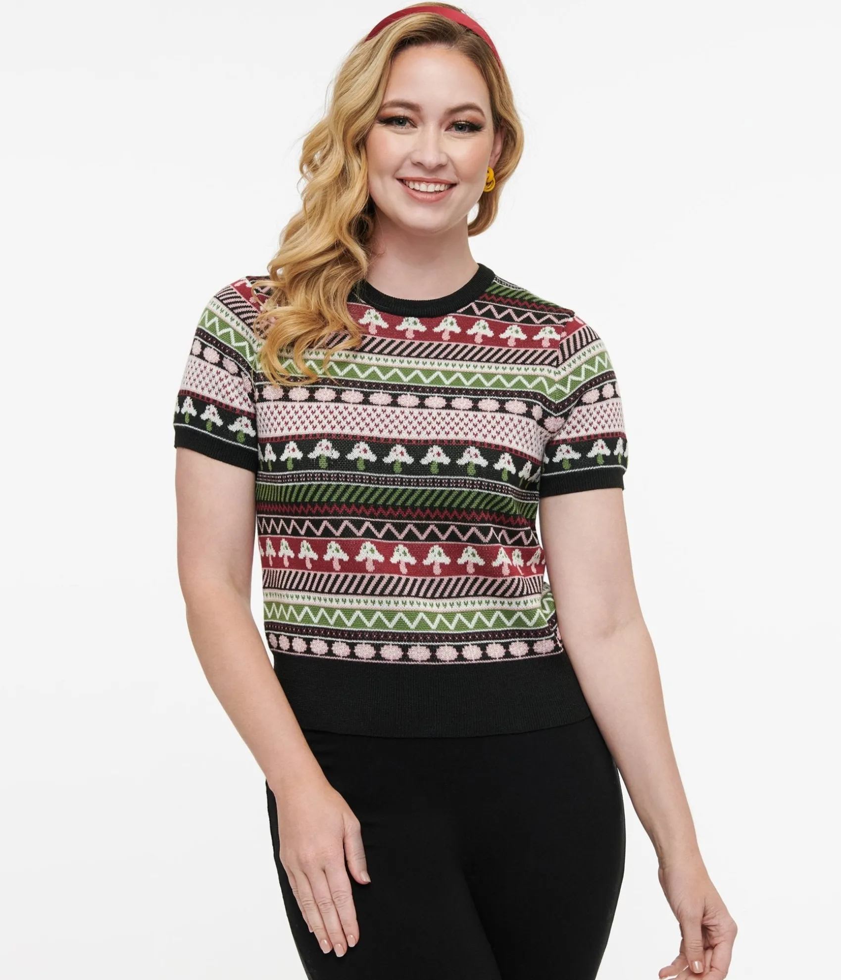Unique Vintage 1950s Mushroom Jacquard Sweater Cheap