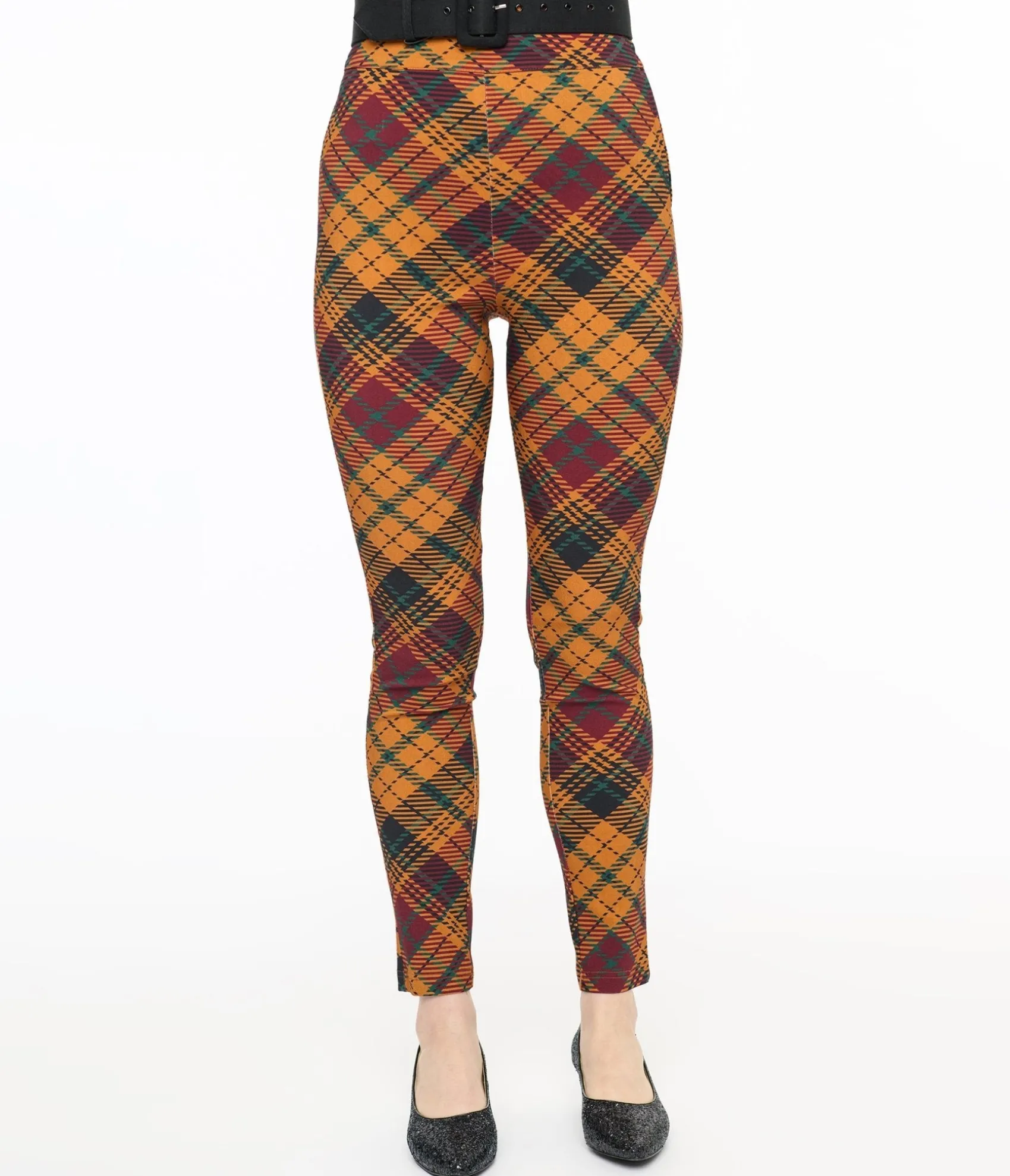 Unique Vintage 1960s Mustard & Burgundy Plaid High Waist Cigarette Pants Best Sale