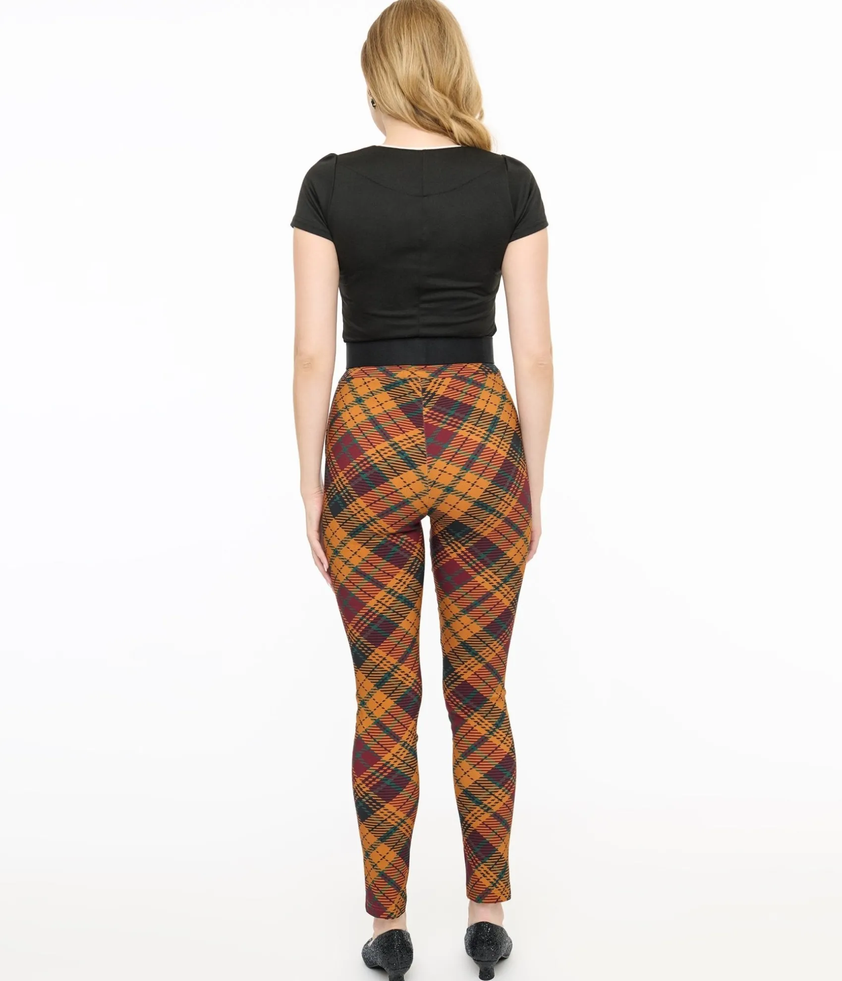 Unique Vintage 1960s Mustard & Burgundy Plaid High Waist Cigarette Pants Best Sale