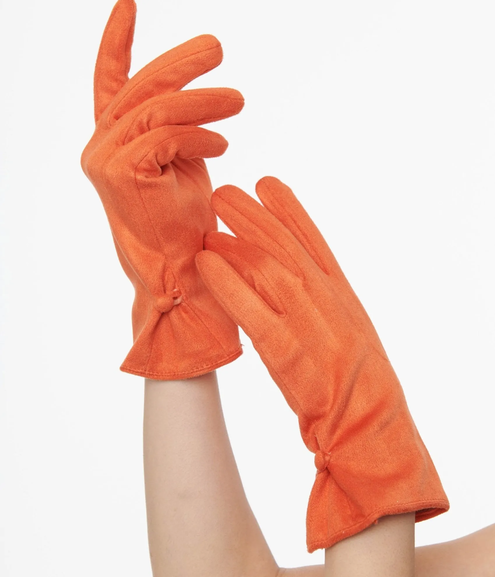 Unique Vintage 1950s Orange Suede Gloves New
