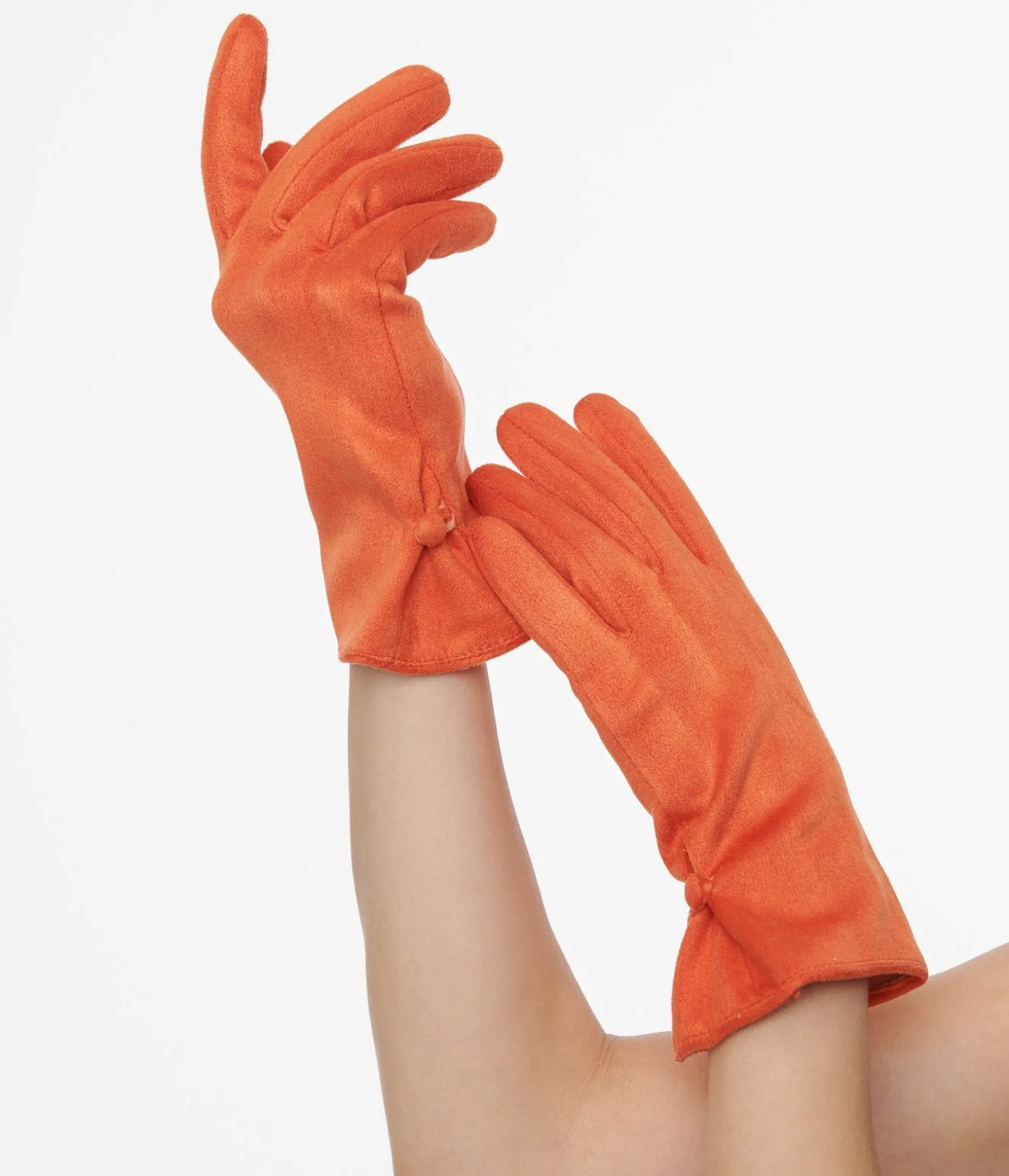 Unique Vintage 1950s Orange Suede Gloves New
