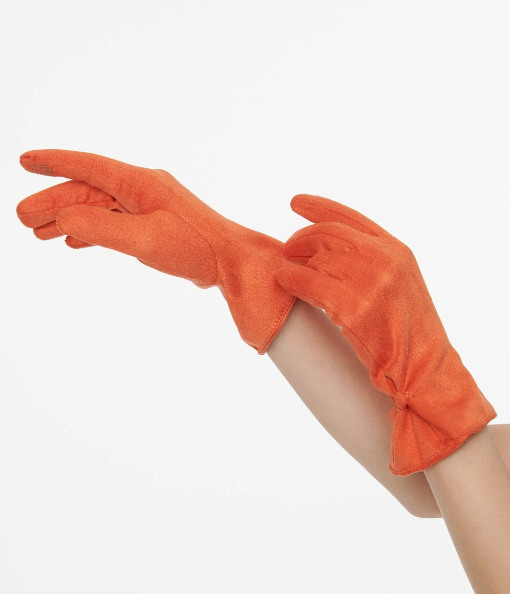 Unique Vintage 1950s Orange Suede Gloves New