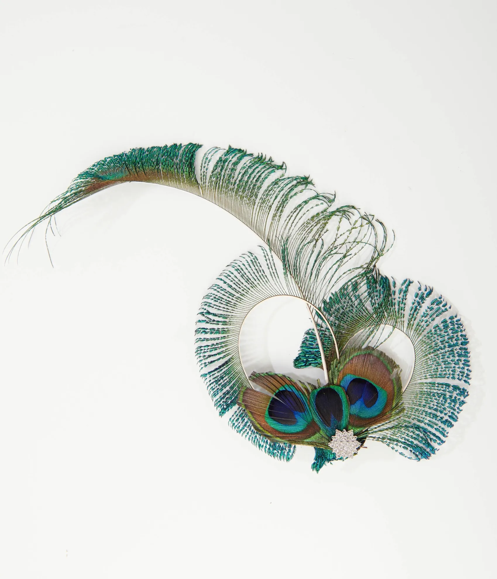 Unique Vintage 1920s Peacock Feather Hair Clip Discount