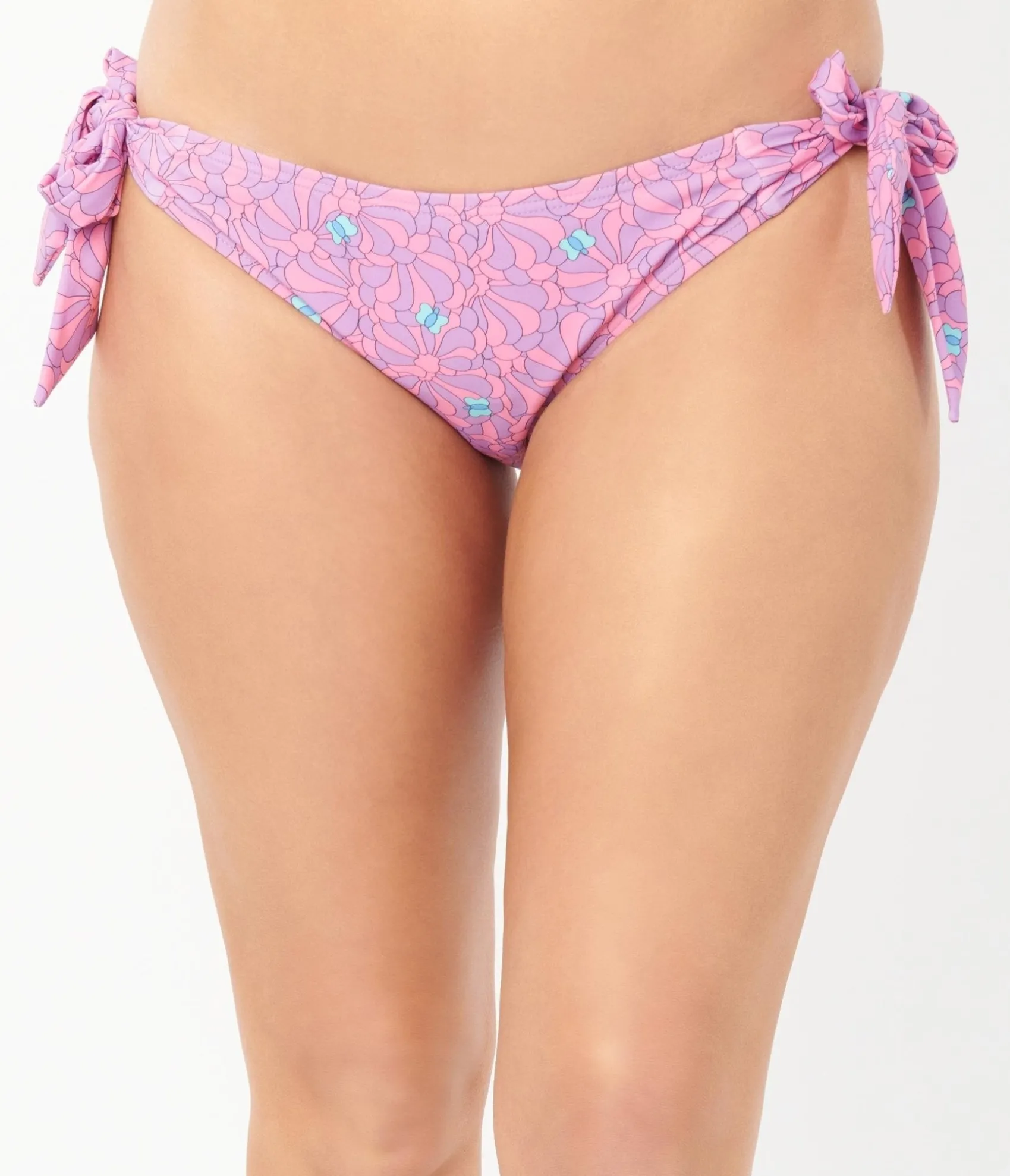 Unique Vintage 1970s Pink & Purple Floral Sweet & Sash-y Swim Bottom Online