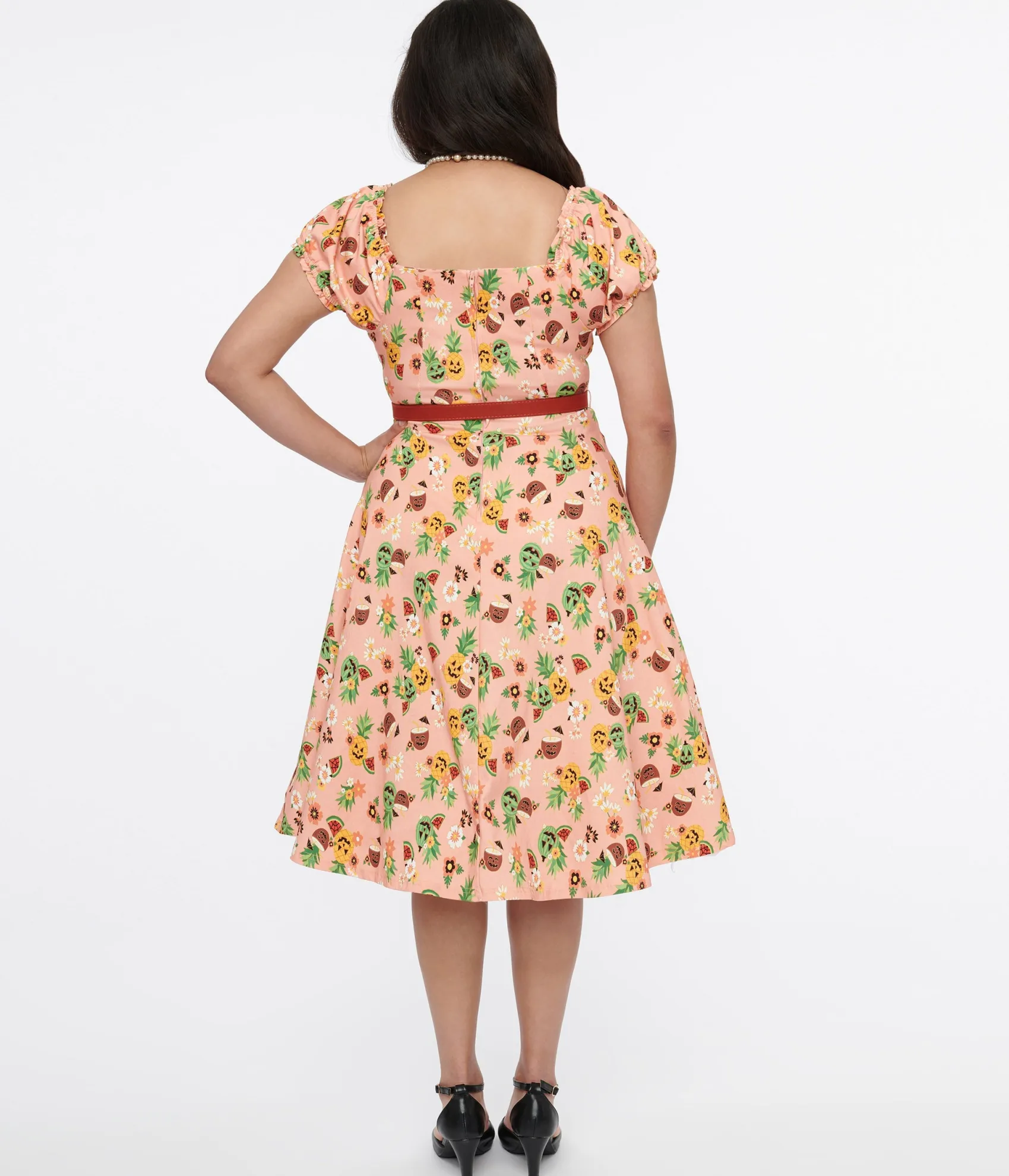 Unique Vintage 1950s Pink Jack-O-Lantern Fruit Ohara Swing Dress Online