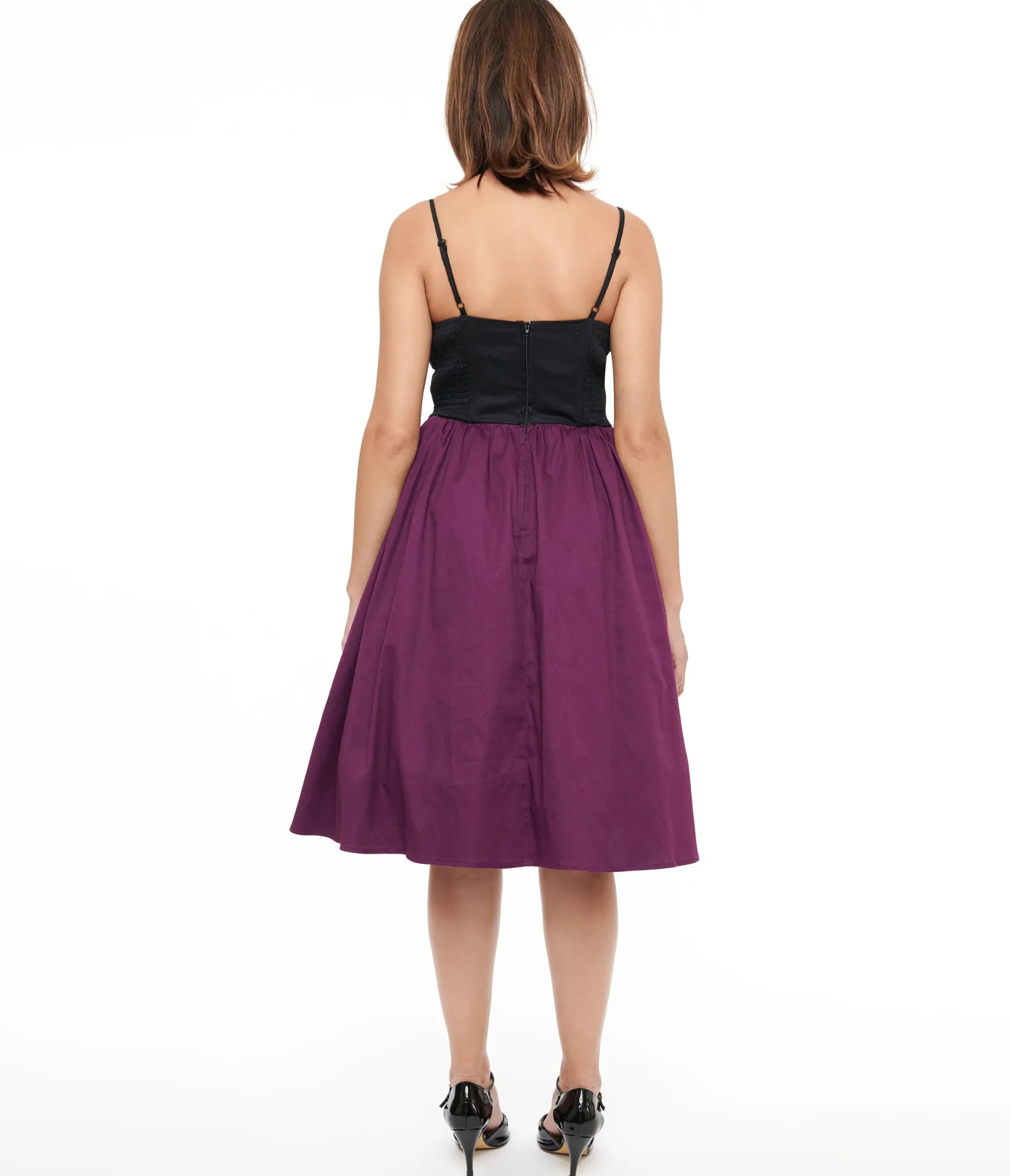 Unique Vintage 1950s Purple & Black Glitter Cat Swing Dress Sale