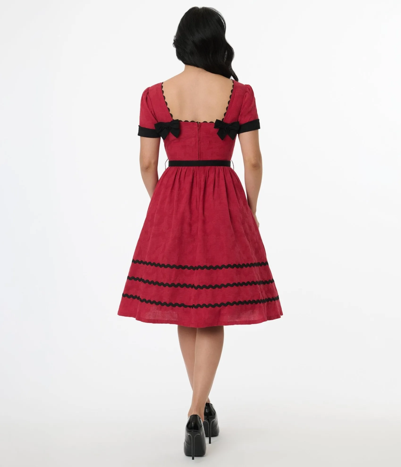 Unique Vintage 1950s Red & Faux Pearl Heart Pin Cotton Swing Dress Shop