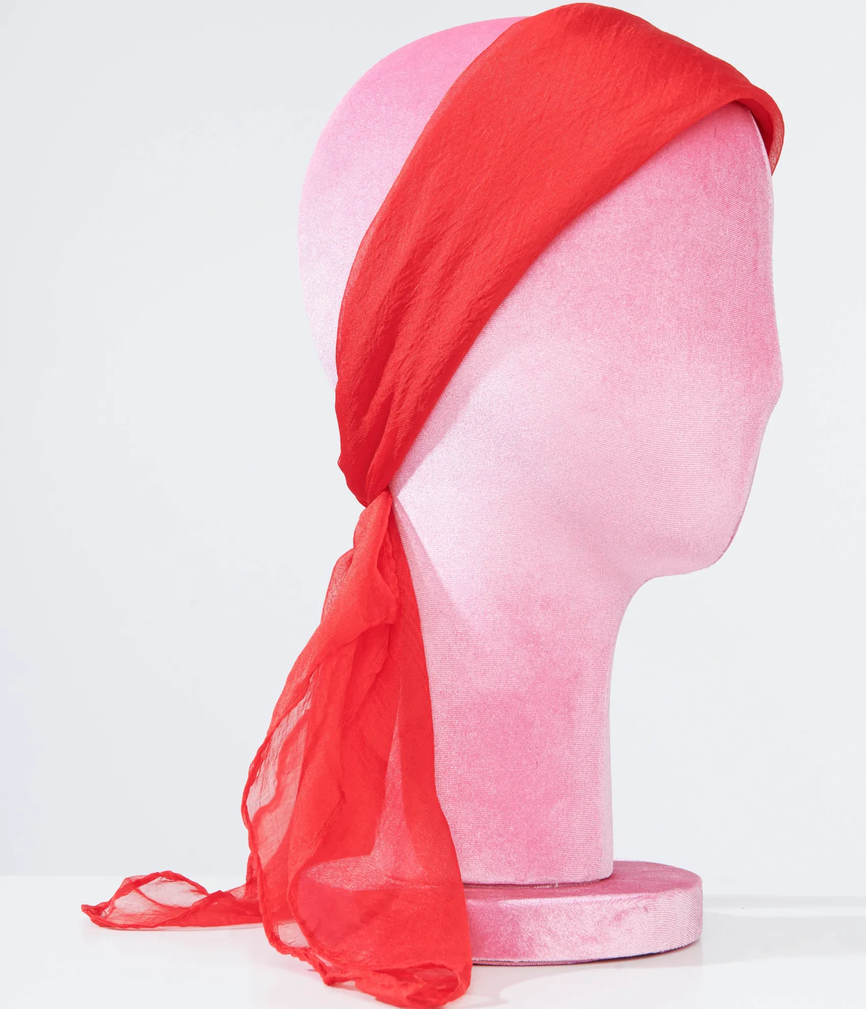 Unique Vintage 1950s Red Chiffon Hair Scarf Discount