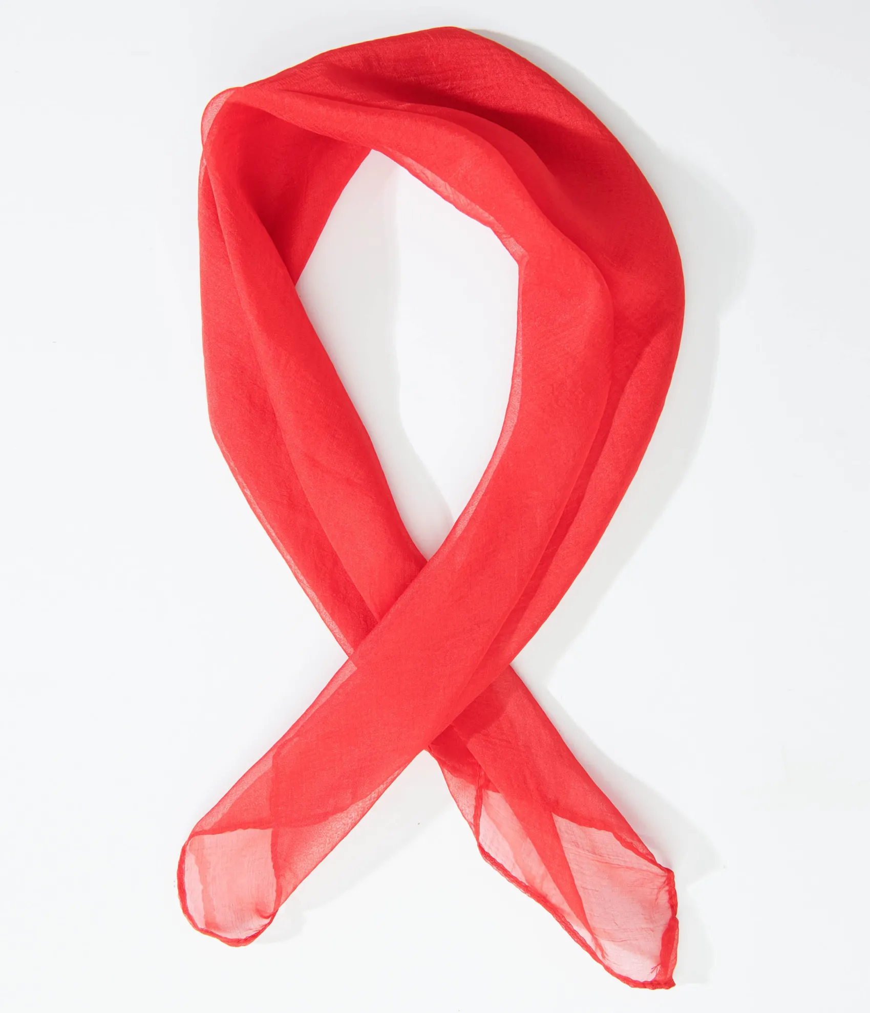 Unique Vintage 1950s Red Chiffon Hair Scarf Discount