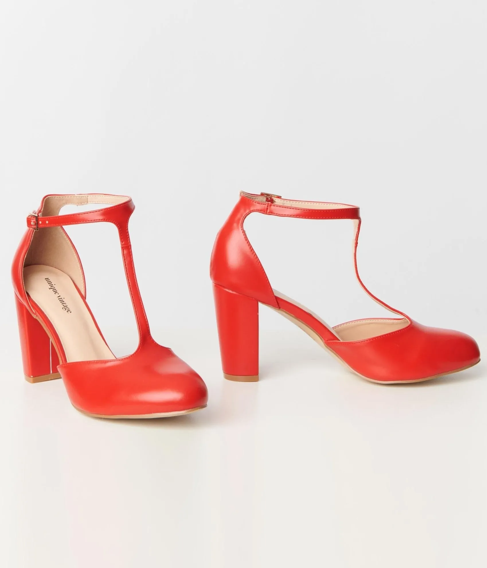Unique Vintage 1920s Red Leatherette T-Strap Astaire Pumps Best Sale