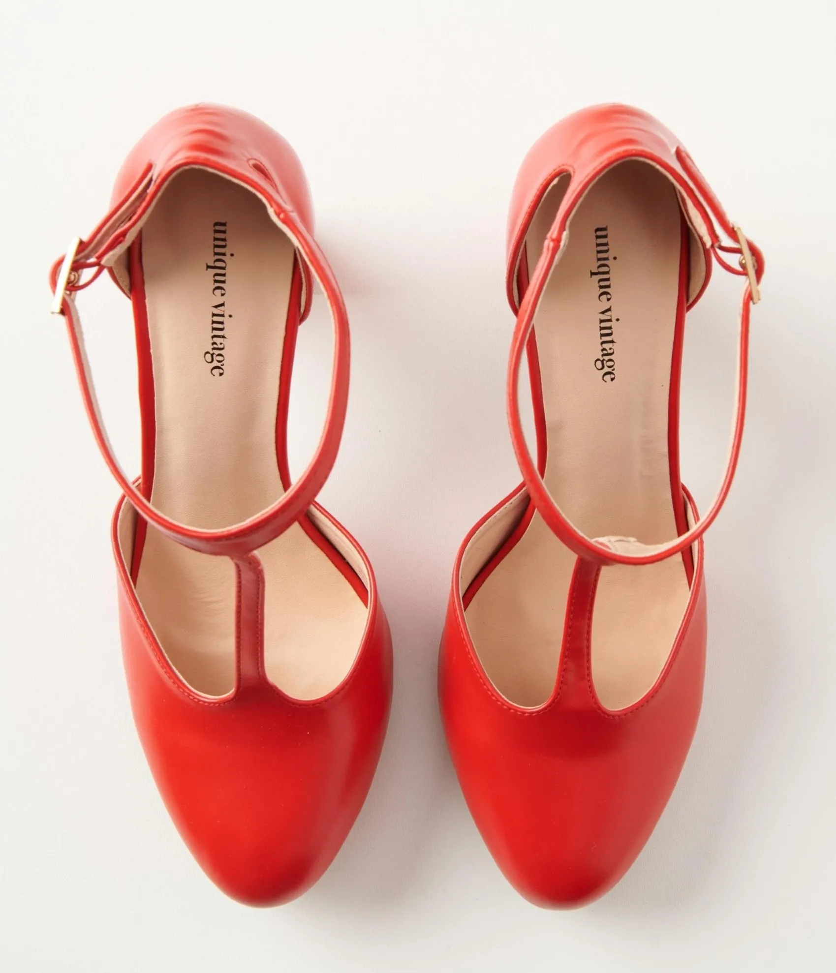 Unique Vintage 1920s Red Leatherette T-Strap Astaire Pumps Best Sale