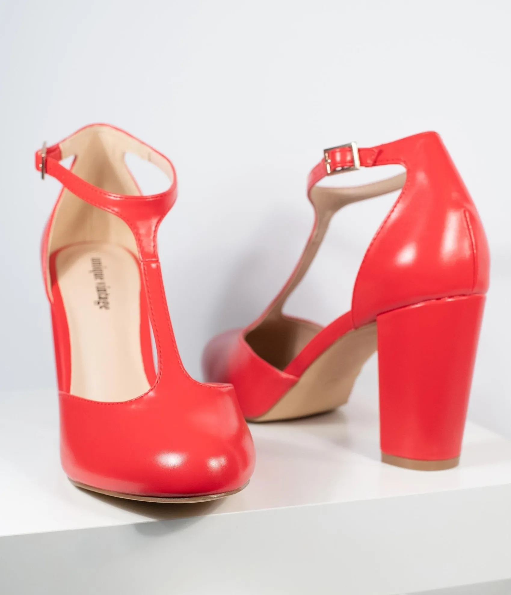 Unique Vintage 1920s Red Leatherette T-Strap Astaire Pumps Best Sale