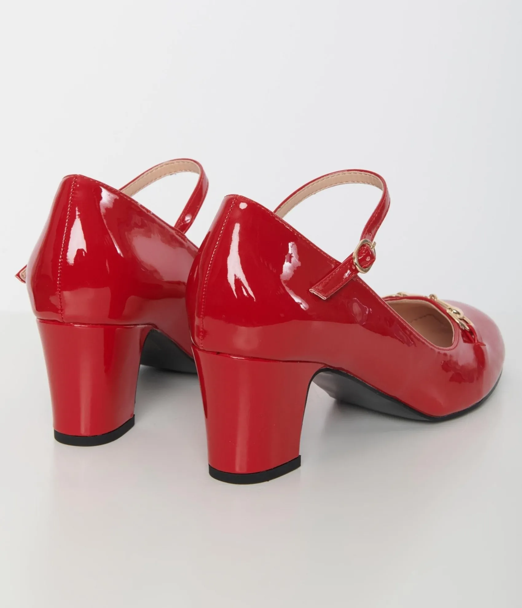 Unique Vintage 1970s Red Patent Leatherette Mary Jane Heels Discount