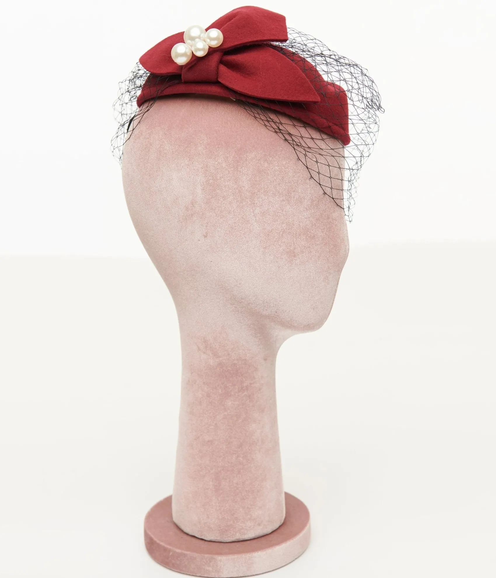Unique Vintage 1950s Red Pearl Pillbox Hat Cheap