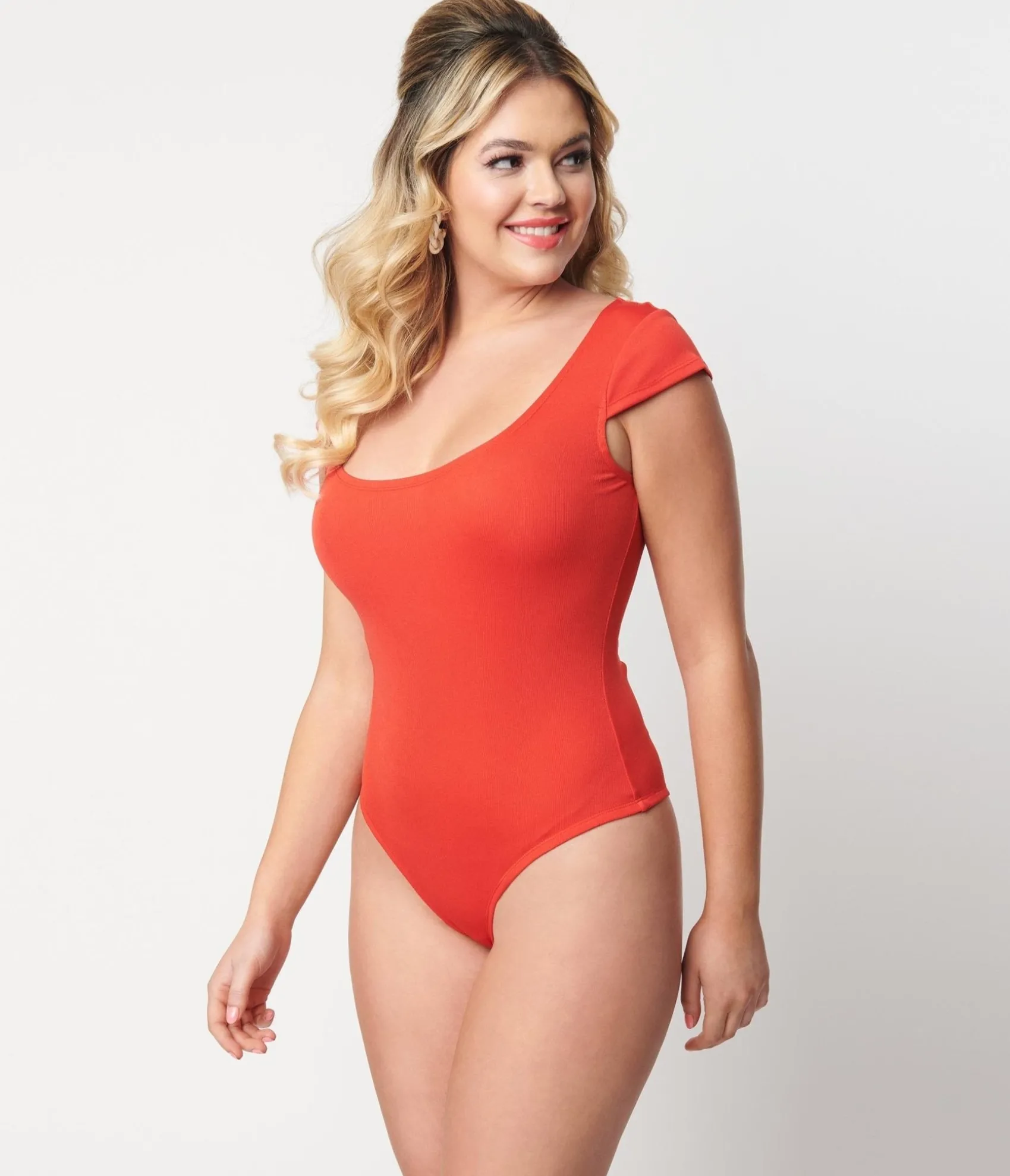 Unique Vintage 1950s Red Scoop Neck Bodysuit Online
