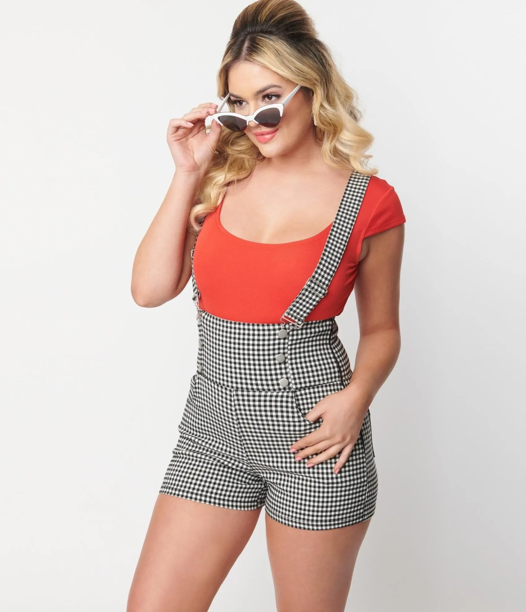 Unique Vintage 1950s Red Scoop Neck Bodysuit Online