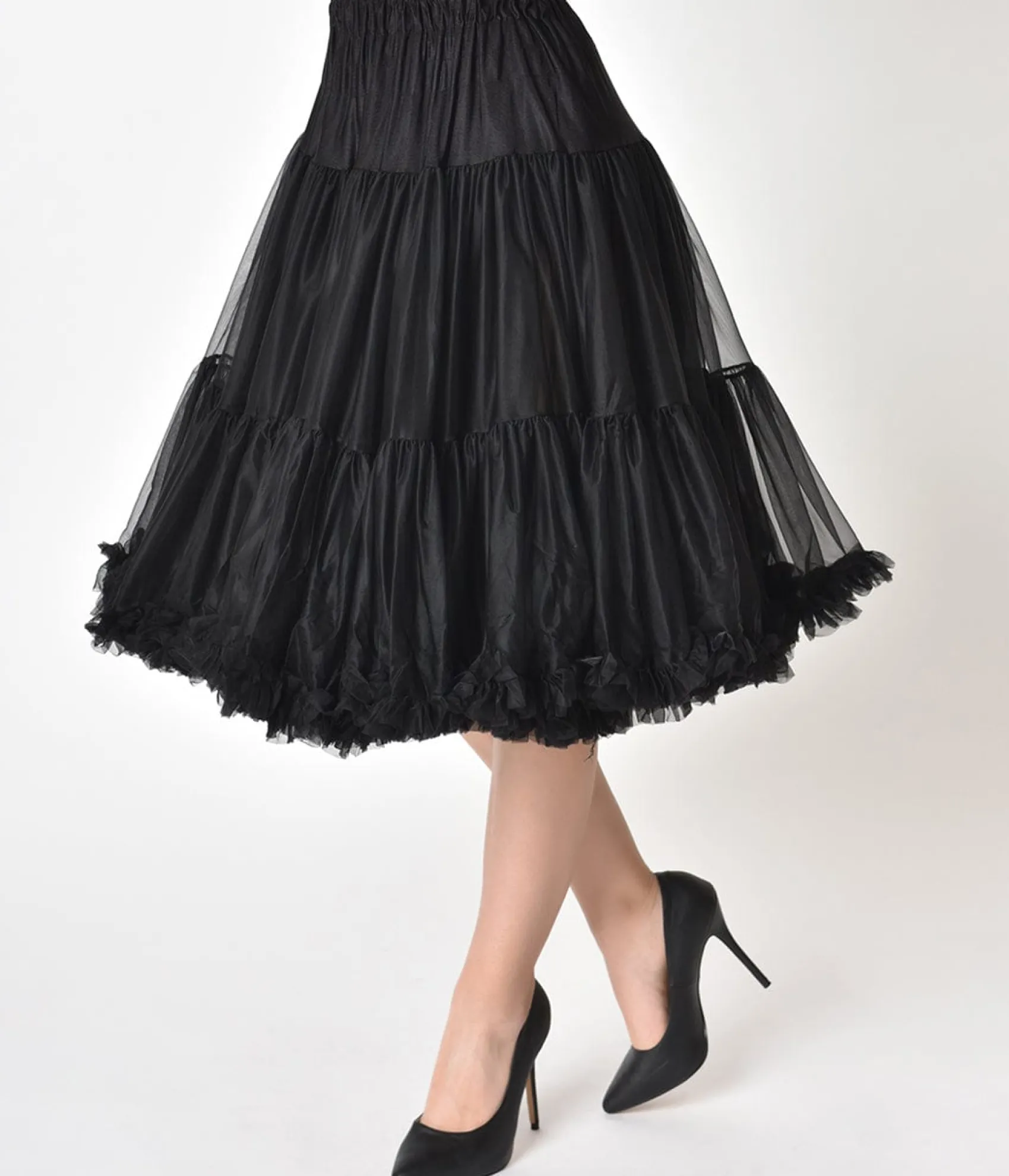 Unique Vintage 1950s Style Black Ruffled Petticoat Crinoline Cheap