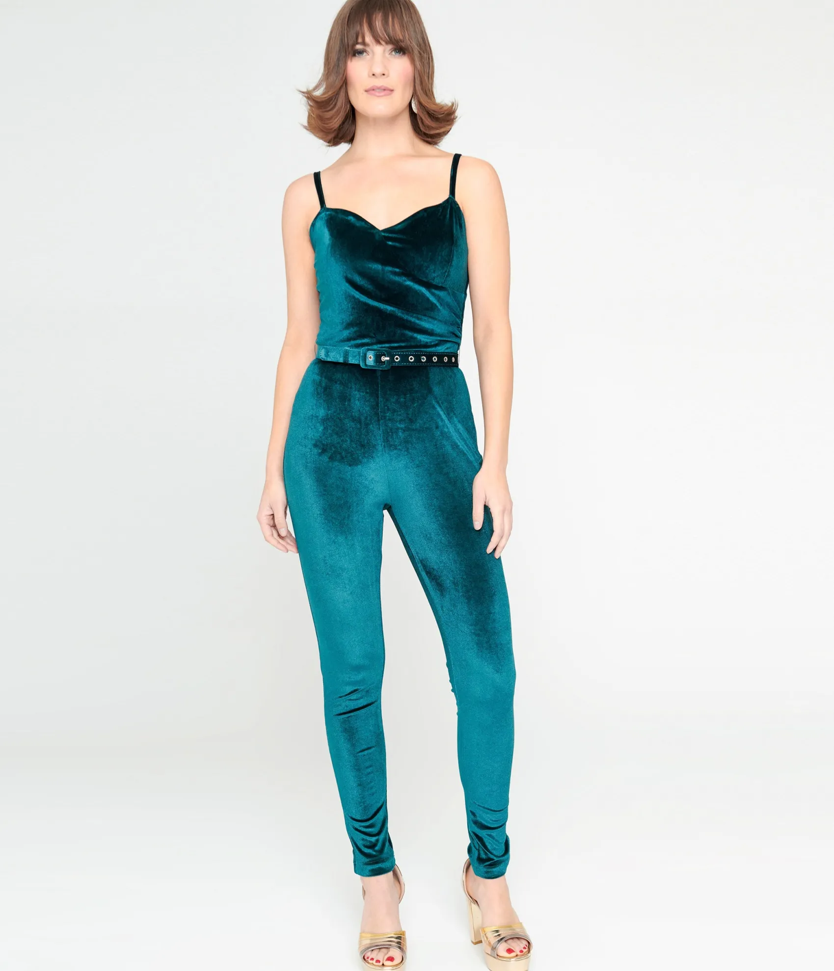 Unique Vintage 1970s Teal Velvet Jumpsuit Best