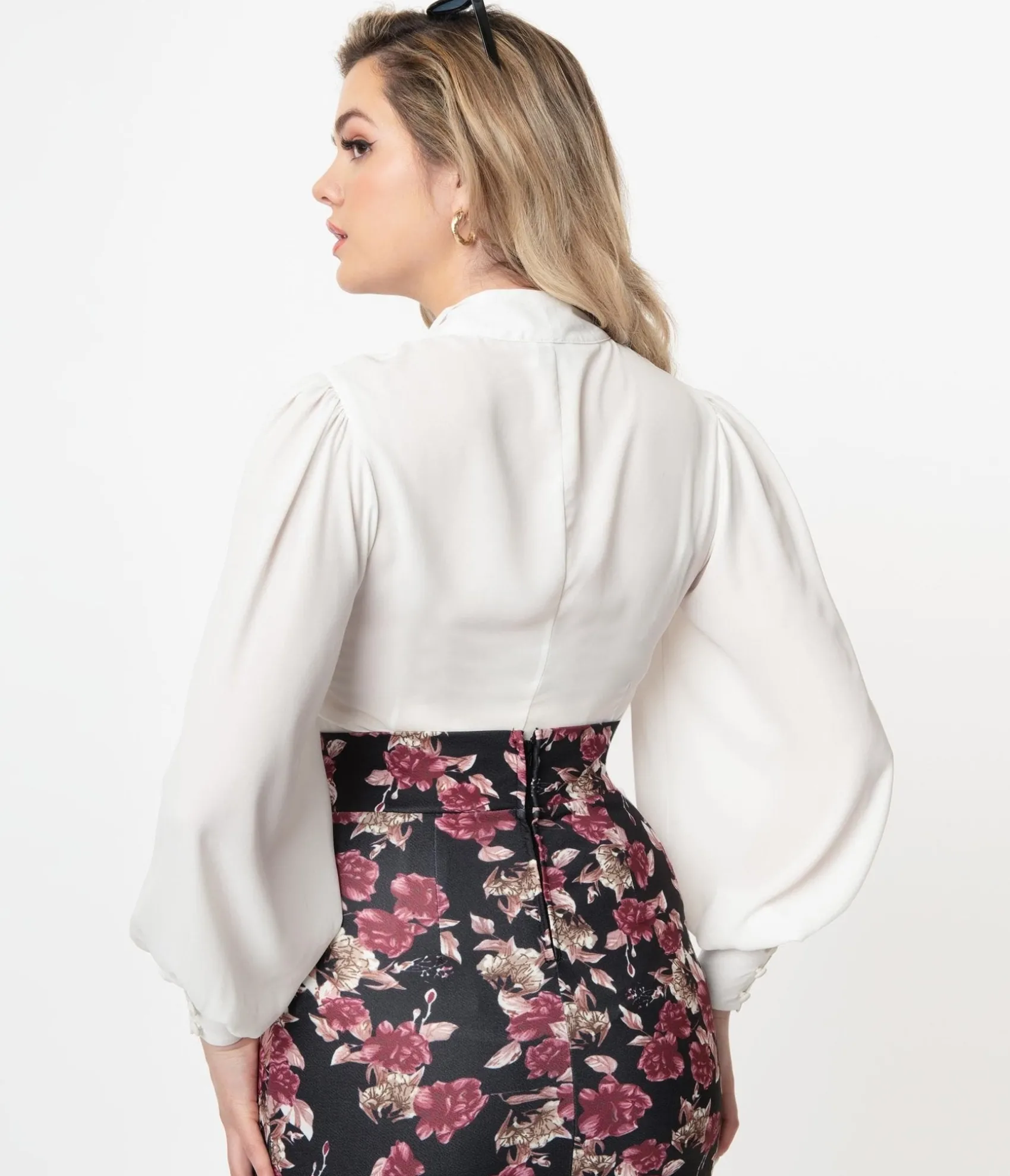Unique Vintage 1940s White Neck Tie Gwen Blouse Cheap
