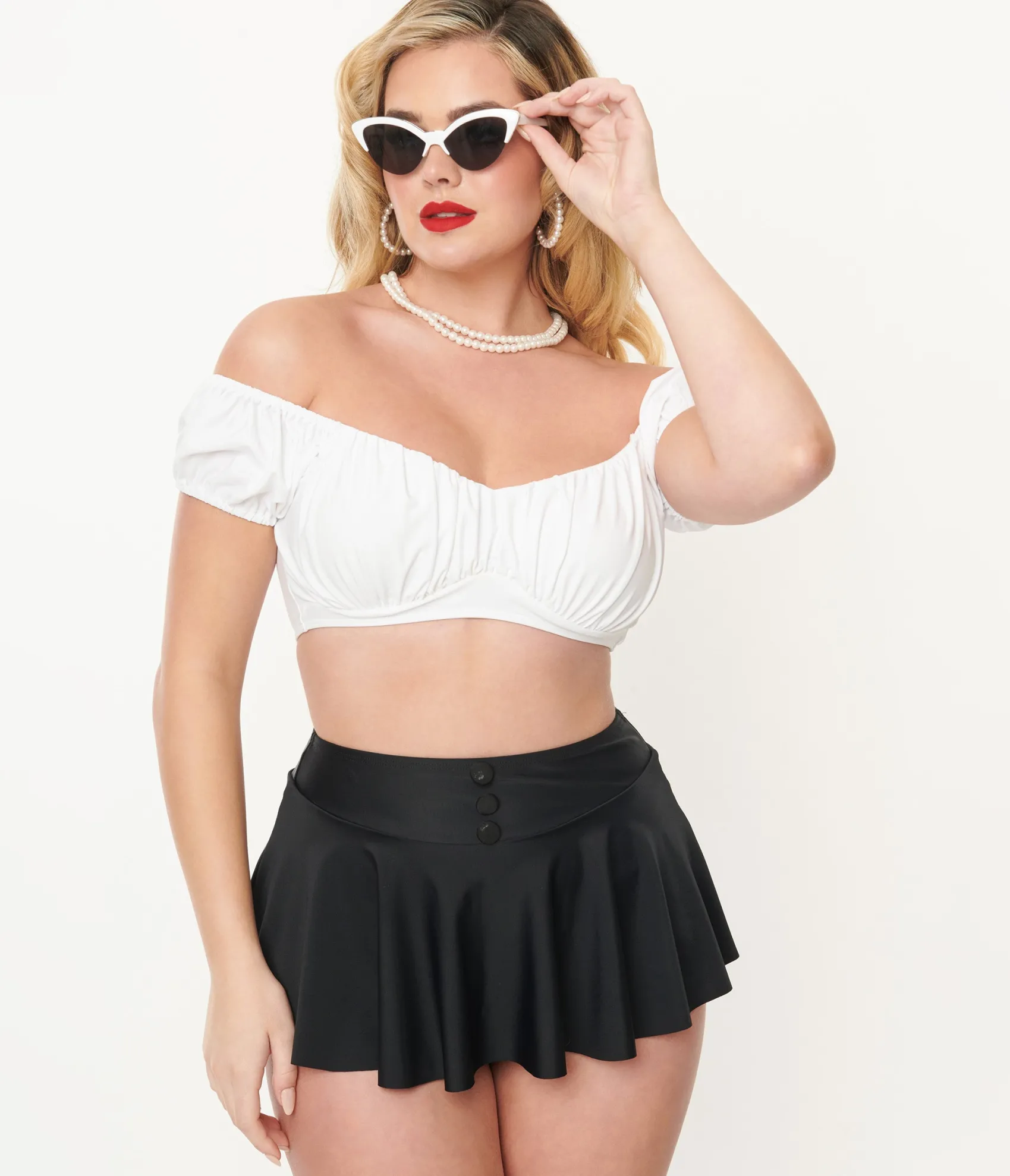 Unique Vintage 1940s White Off The Shoulder Swim Top Shop