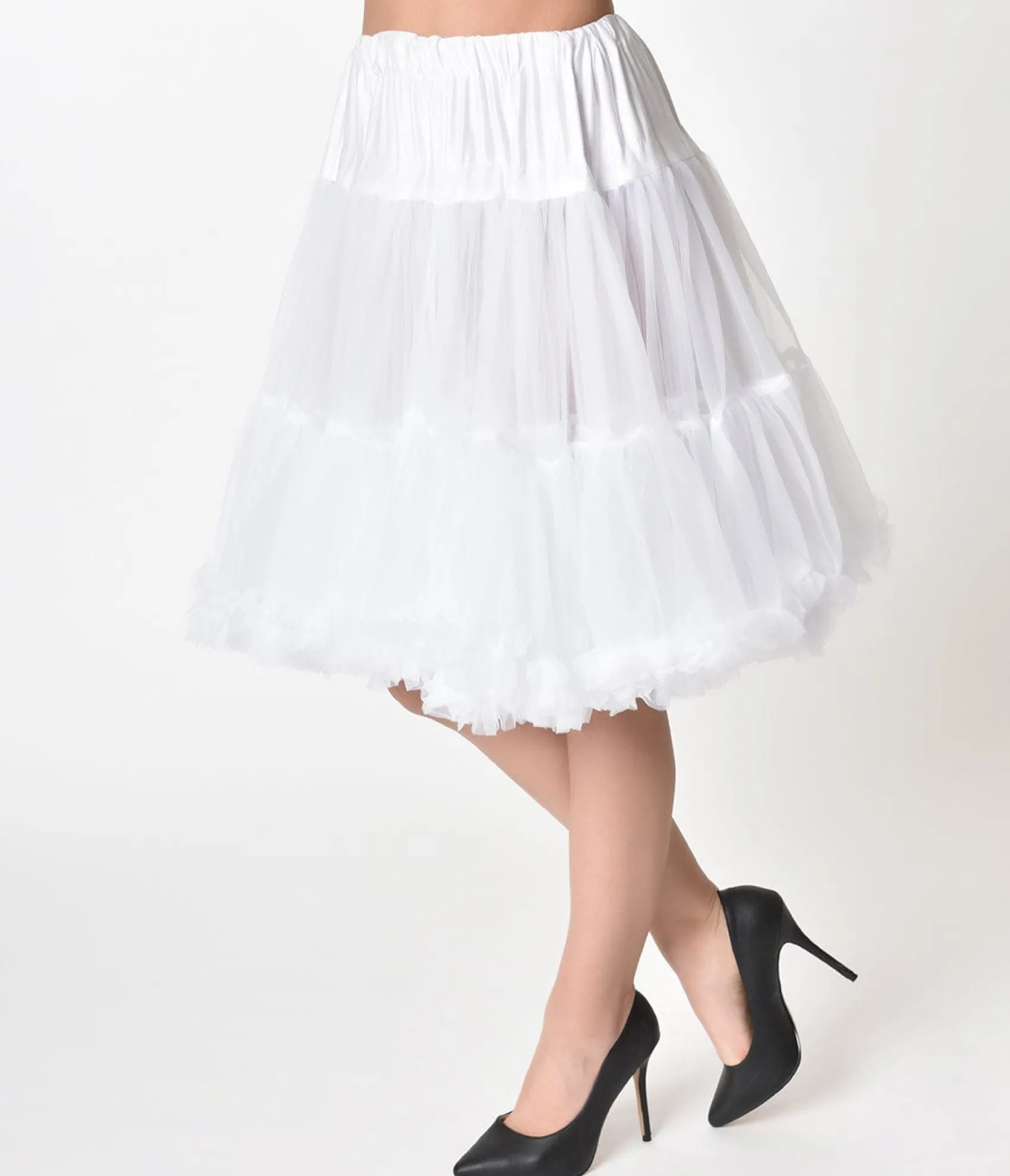 Unique Vintage 1950s White Retro Style Ruffled Petticoat Crinoline Cheap
