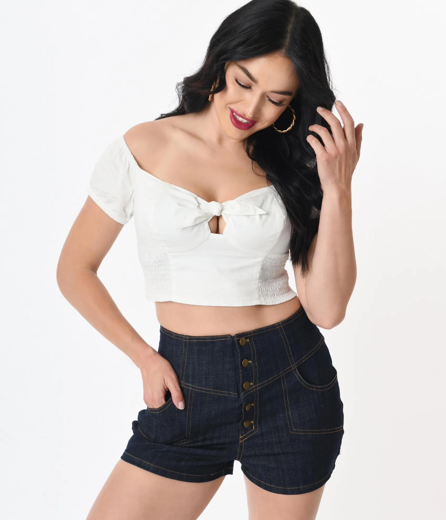 Unique Vintage 1960s White Turner Crop Top Flash Sale