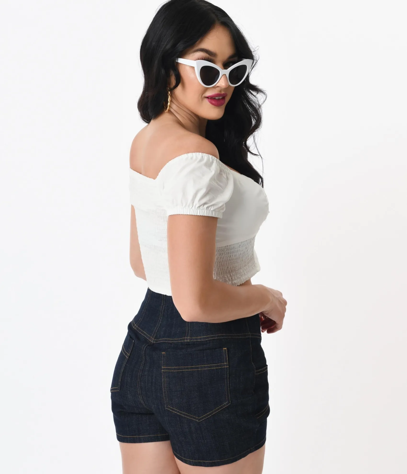 Unique Vintage 1960s White Turner Crop Top Flash Sale