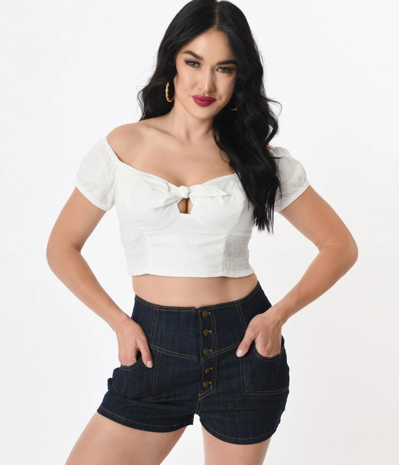 Unique Vintage 1960s White Turner Crop Top Flash Sale