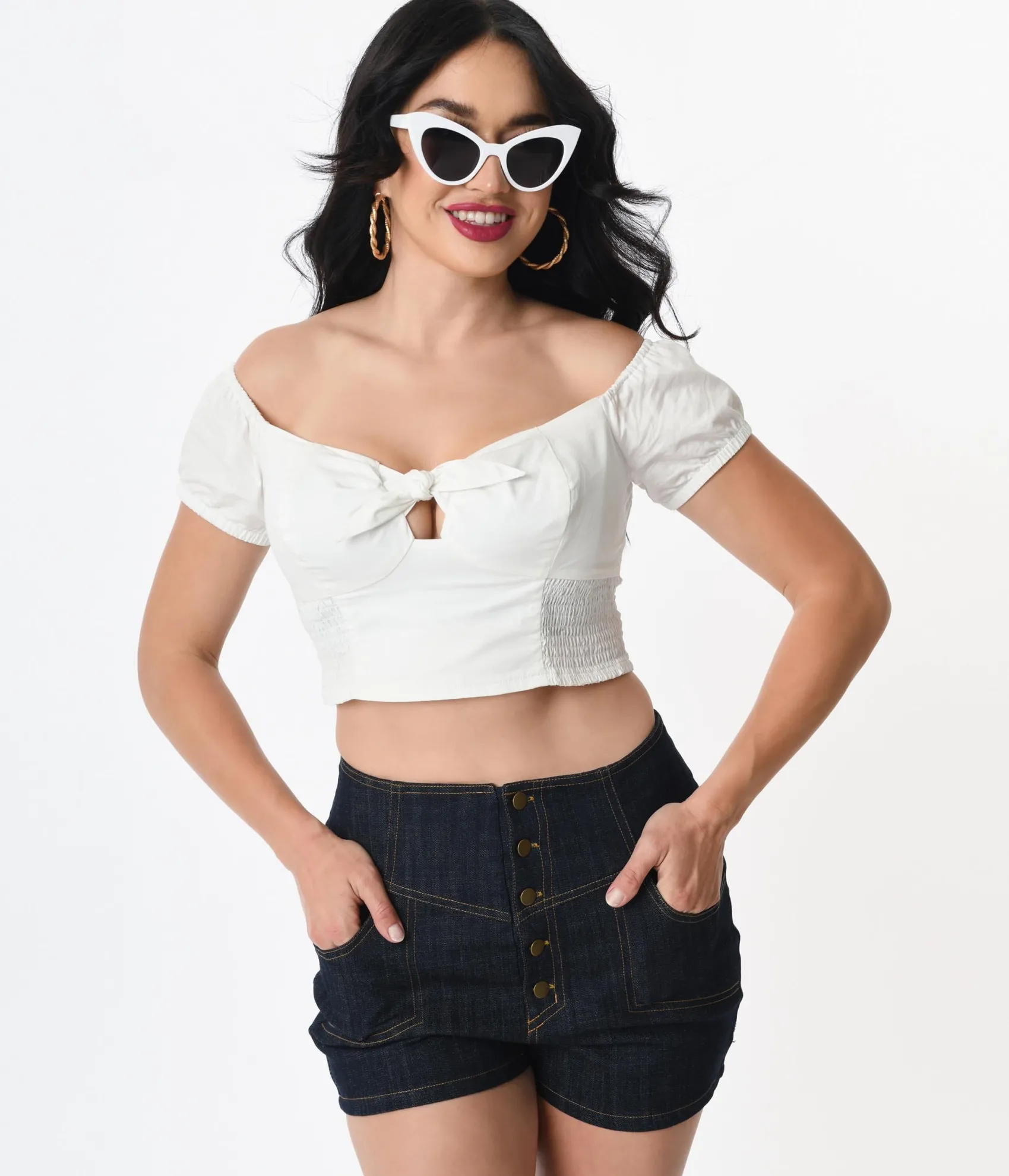 Unique Vintage 1960s White Turner Crop Top Flash Sale