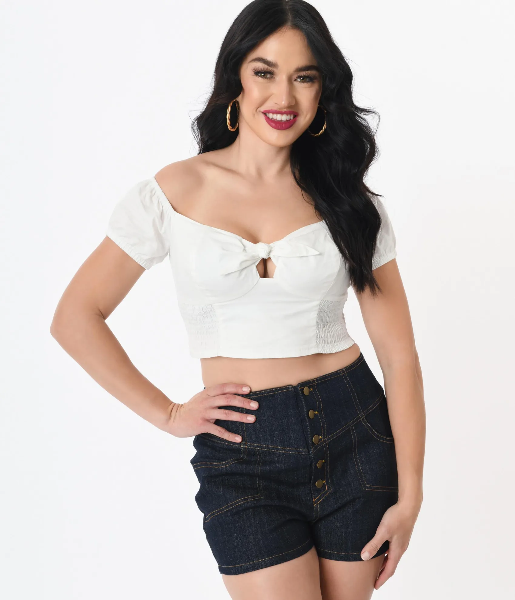 Unique Vintage 1960s White Turner Crop Top Flash Sale