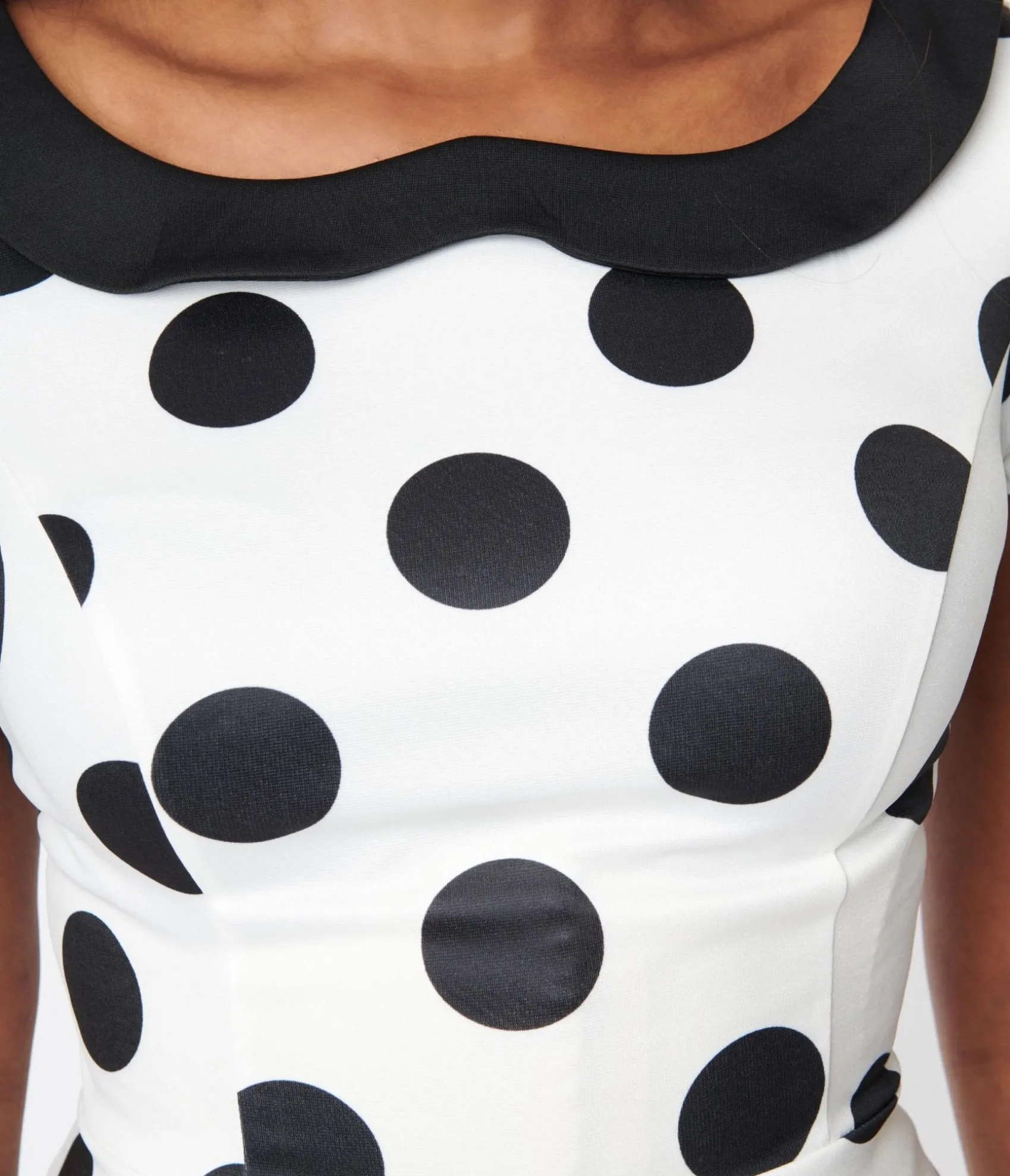 Unique Vintage White & Black Polka Dot Peplum Top Store