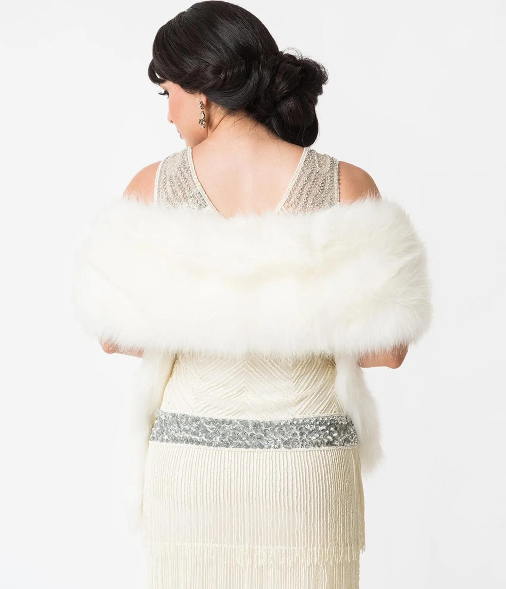 Unique Vintage White Ivory Faux Fur Stole Flash Sale
