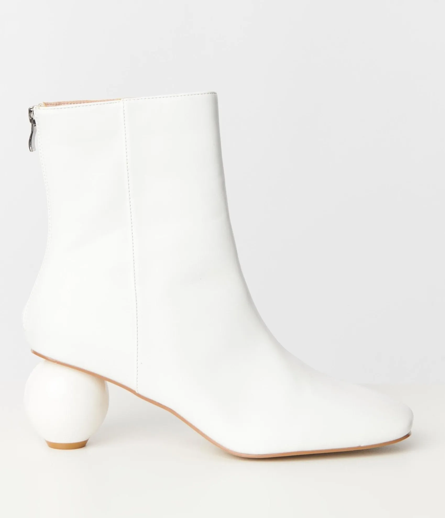 Unique Vintage White Leatherette Ball Heel Booties Discount