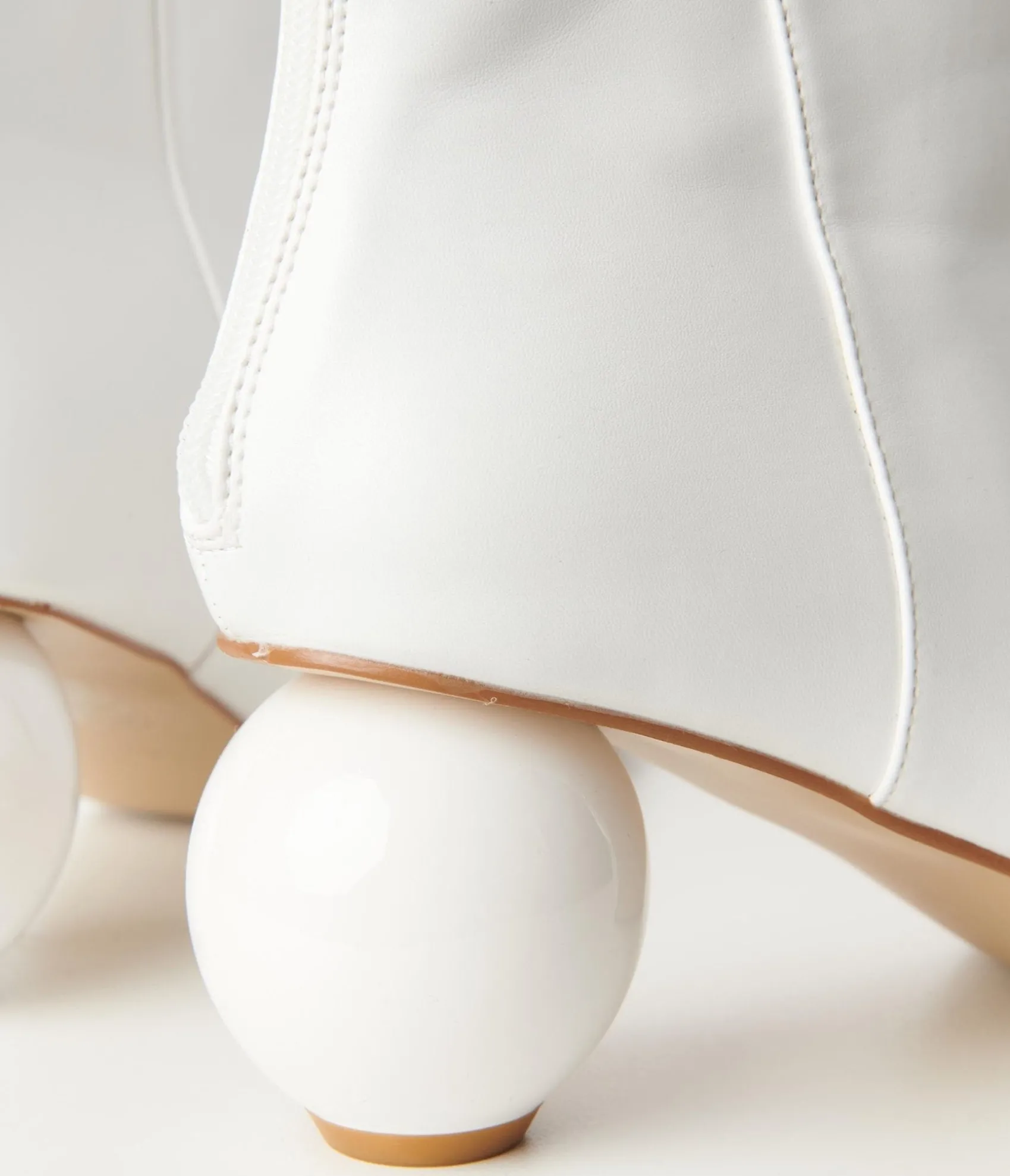 Unique Vintage White Leatherette Ball Heel Booties Discount