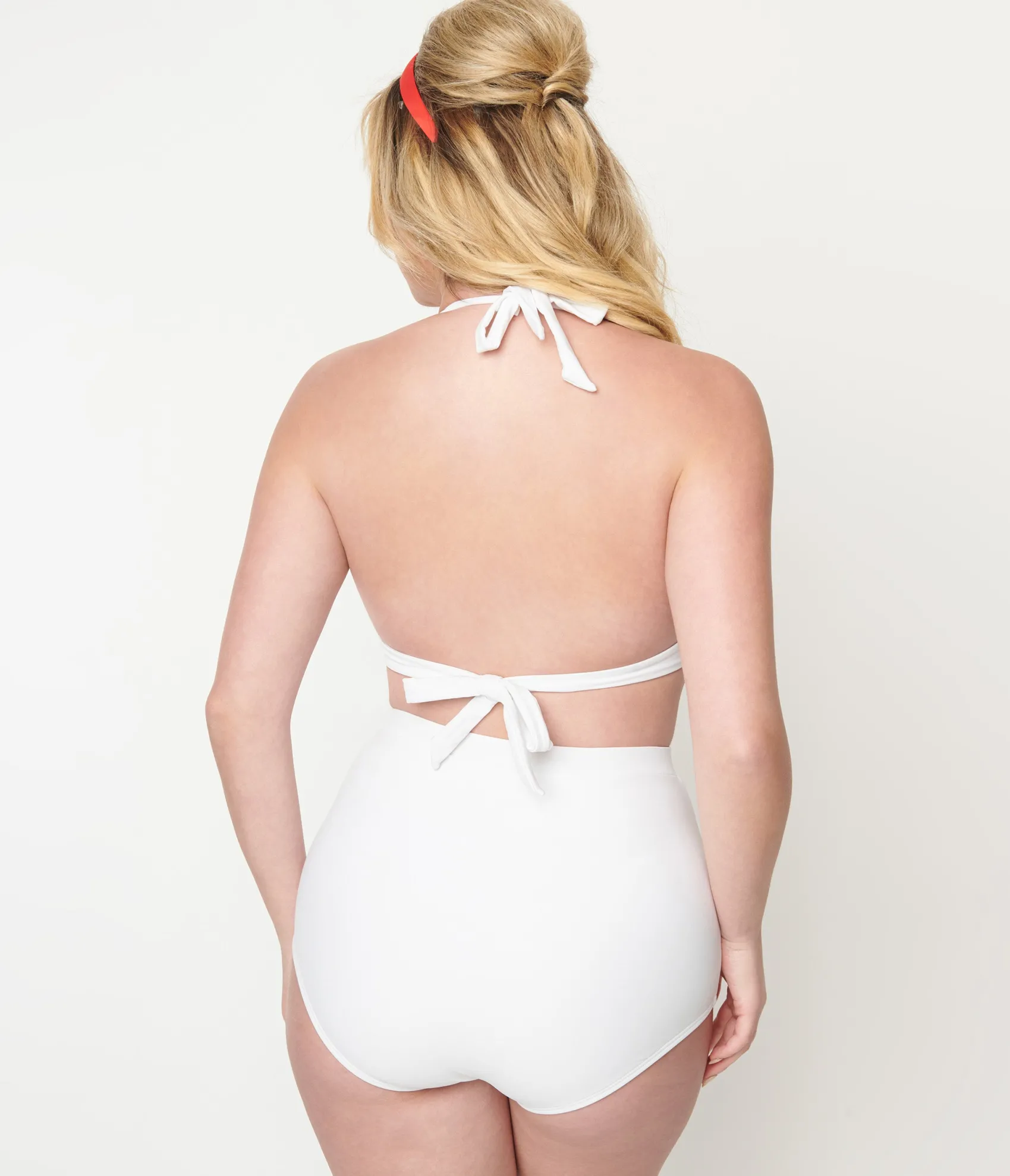 Unique Vintage White Ruched Swim Bottom Sale