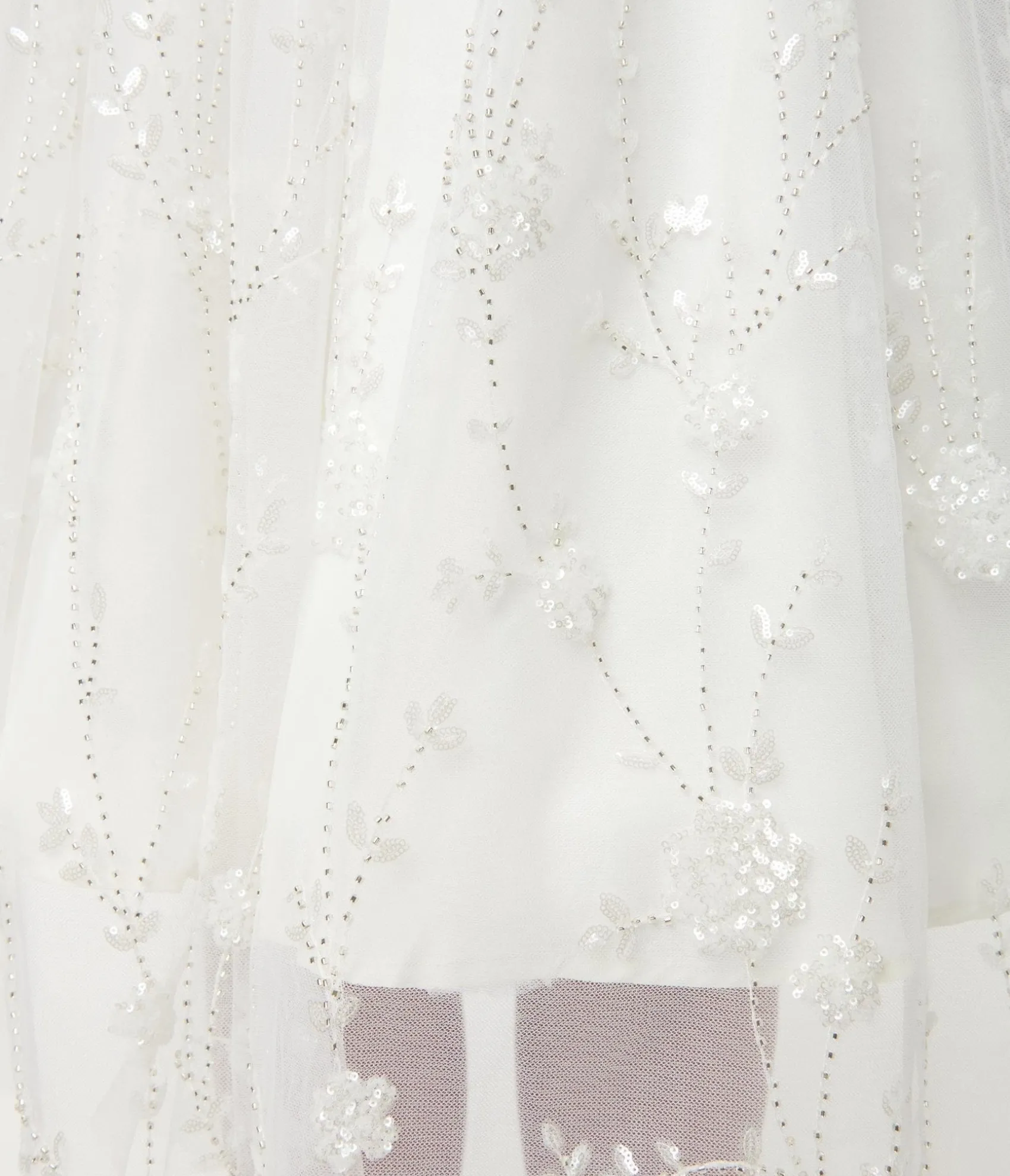 Unique Vintage White Tulle & Floral Beading Bertie Swing Dress Hot
