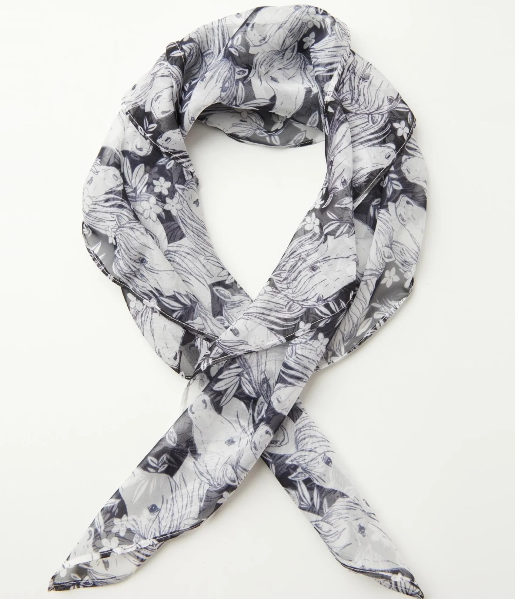 Unique Vintage Wild Horses Print Hair Scarf New